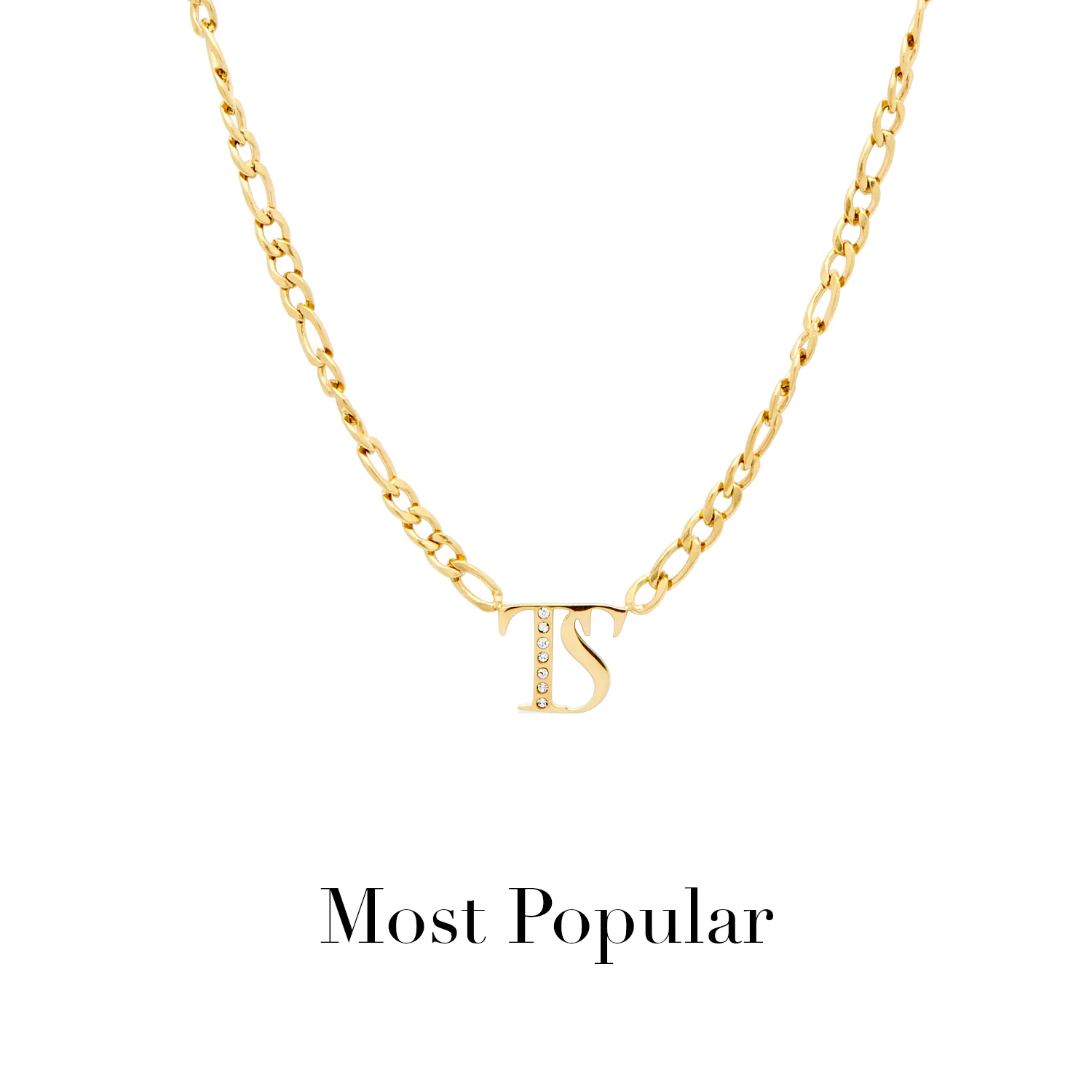 Double Initial Crystal Necklace (Gold)
