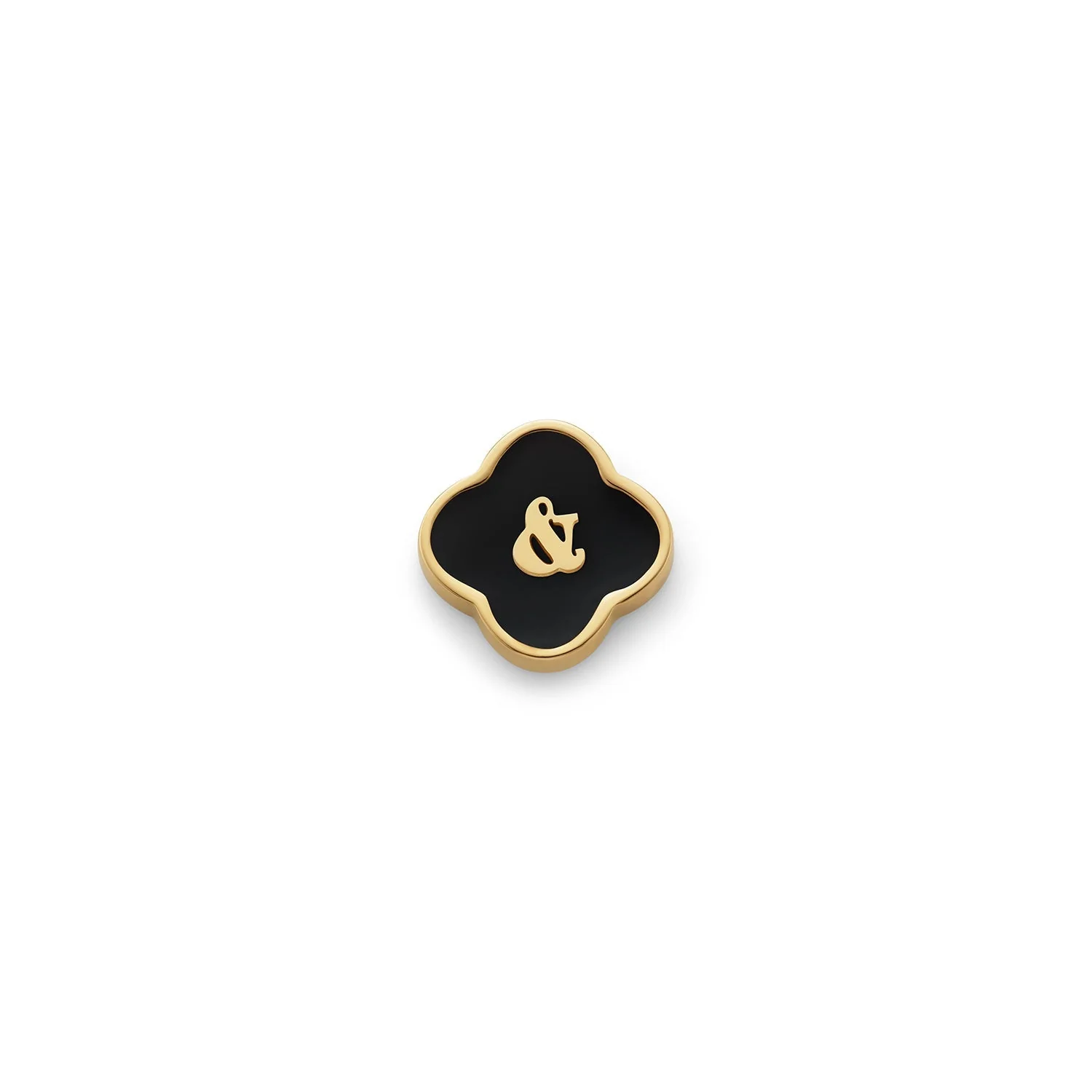 Black Enamel Clover Charms (Gold) - &