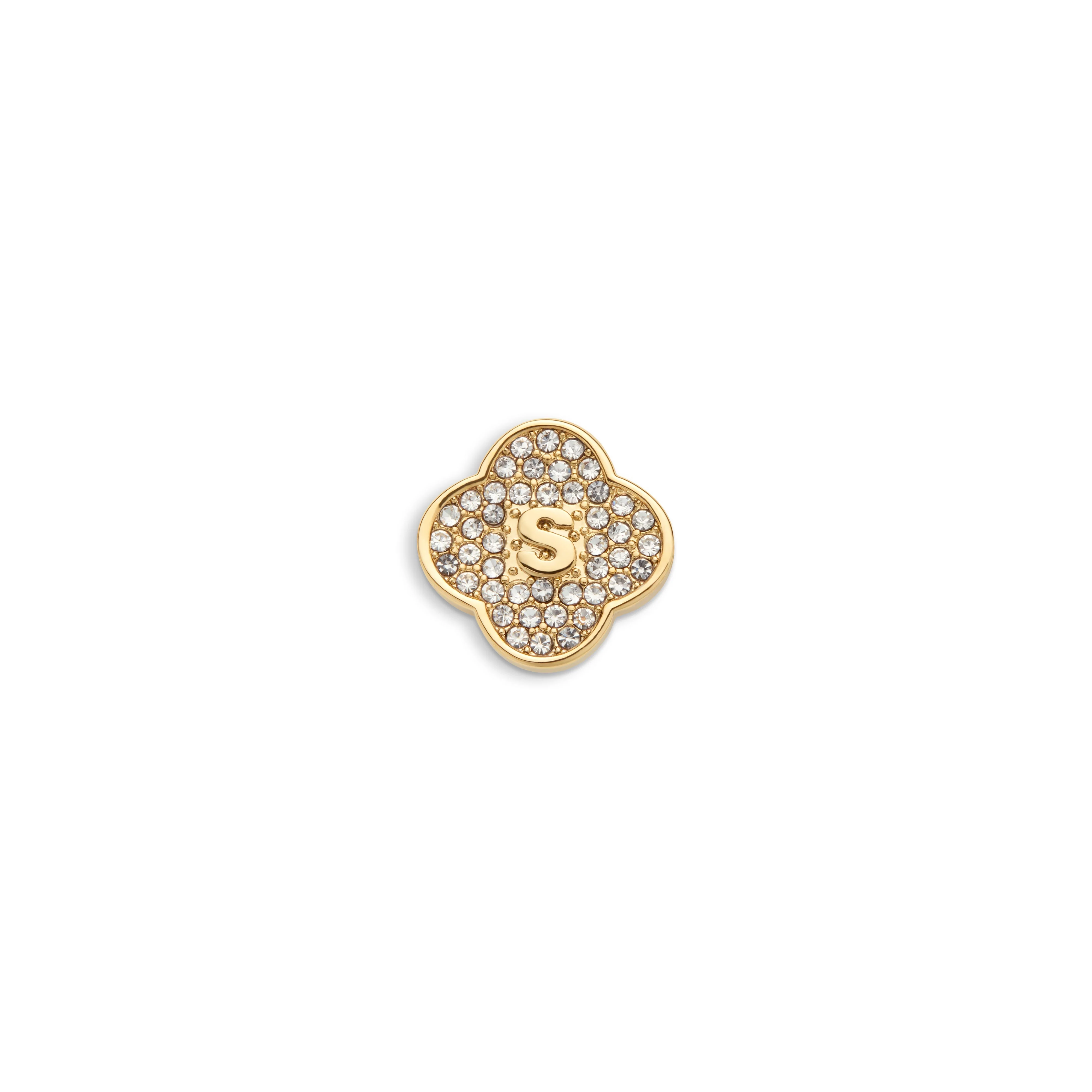 Shimmer Pavé Clover Charms (Gold) - Initials