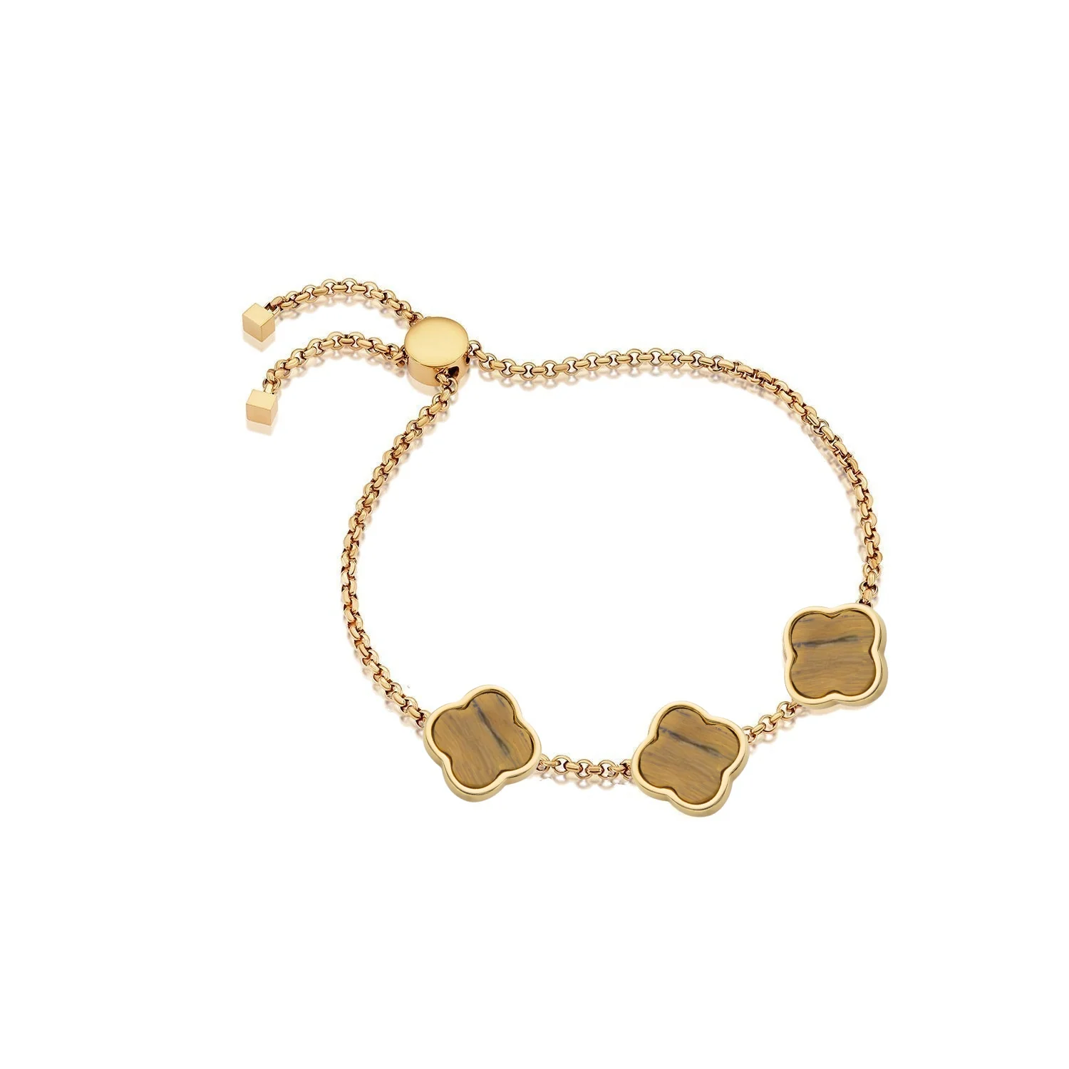 Clover Custom Name Bracelet (Gold)