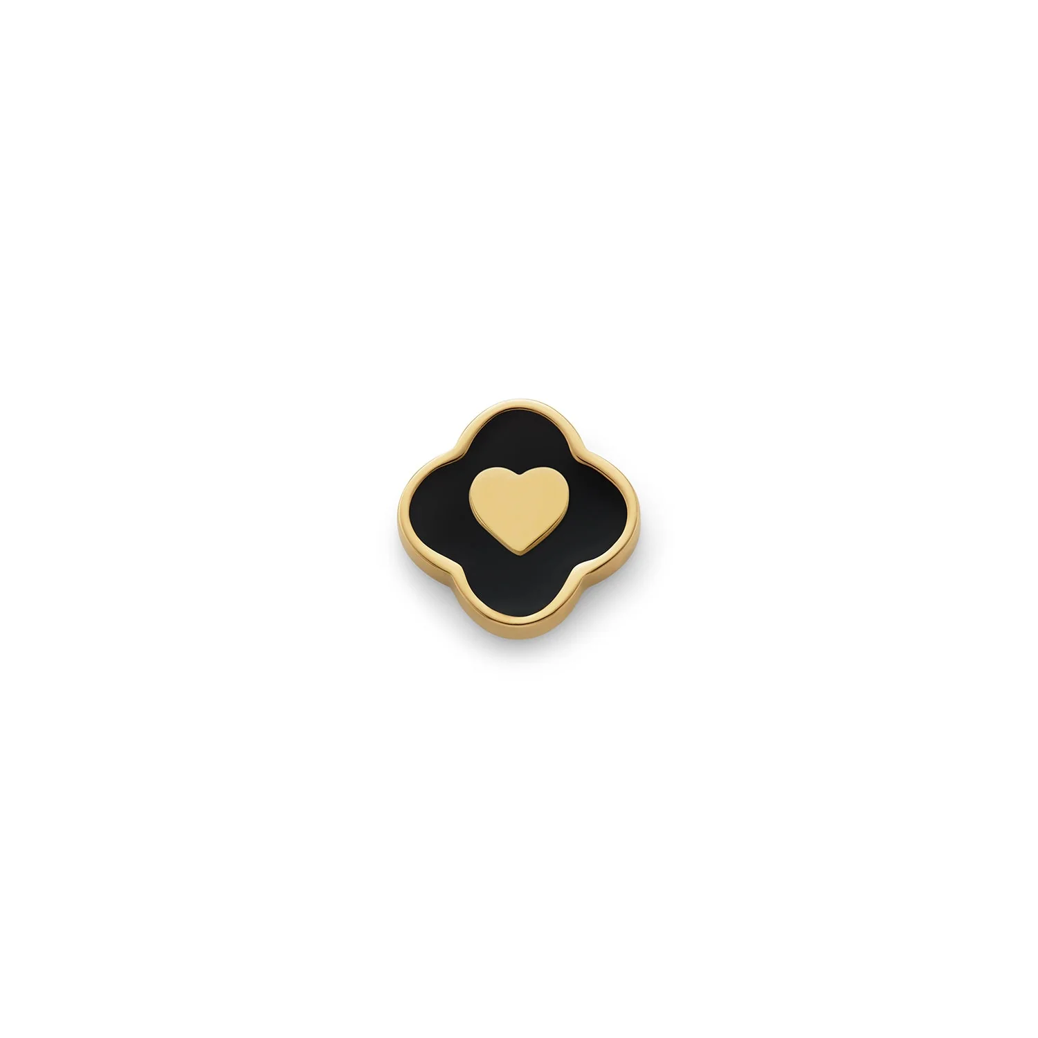 Black Enamel Clover Charms (Gold) - Heart