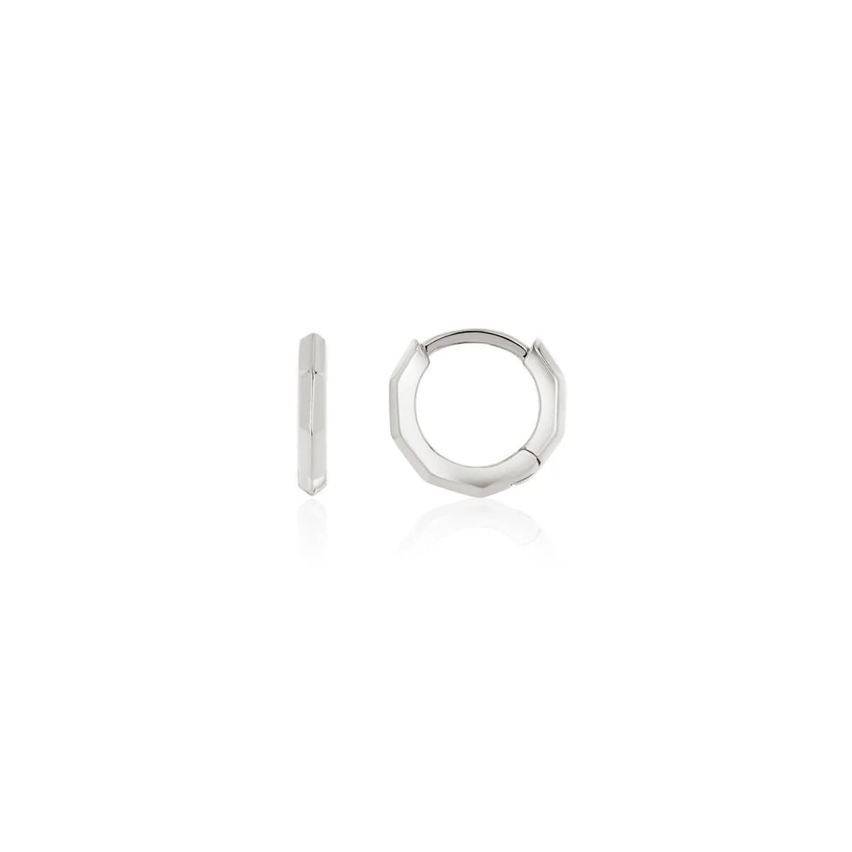 Sterling Silver Geometric Huggie Hoops (Silver)