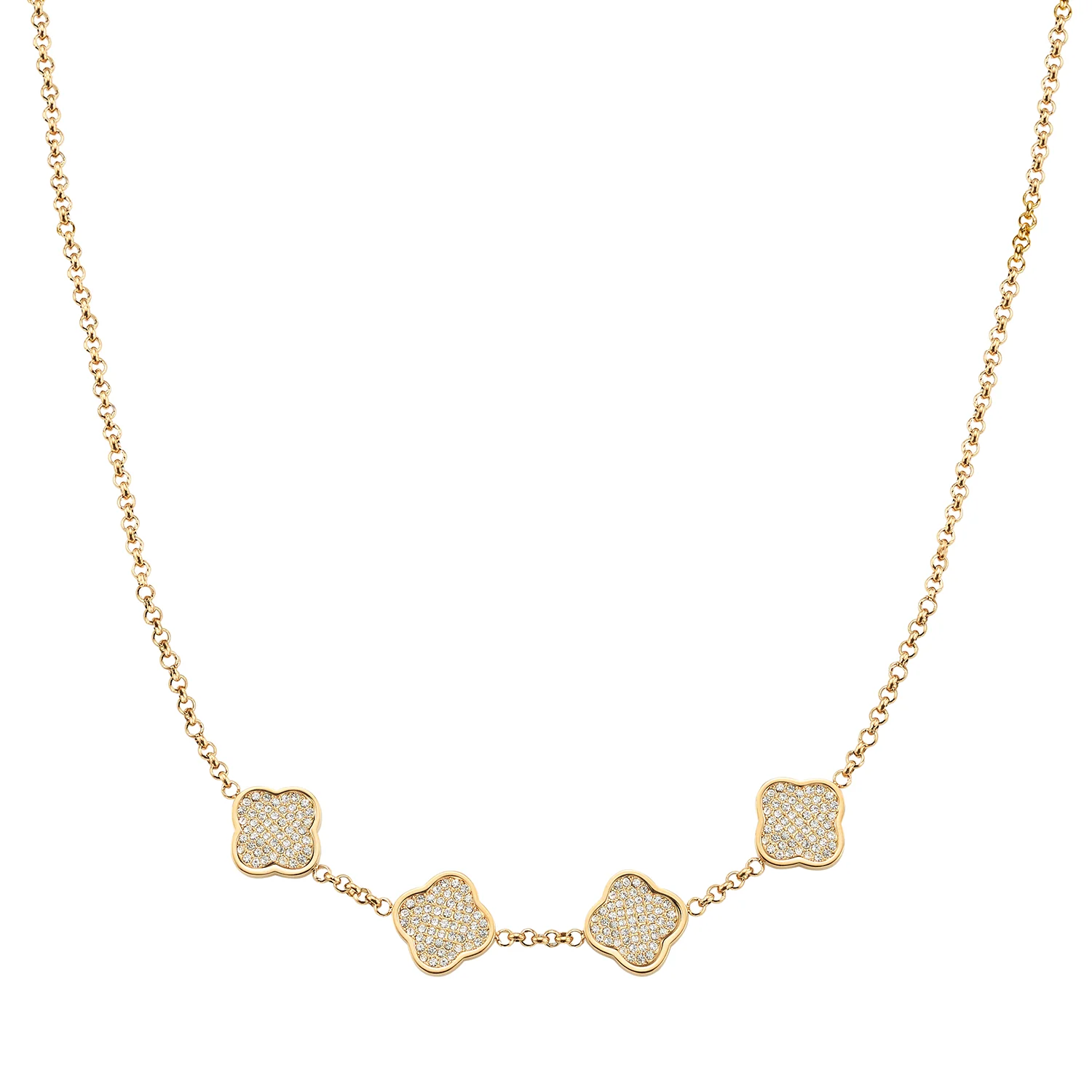 Shimmer Pavé Clover Necklace (Gold)