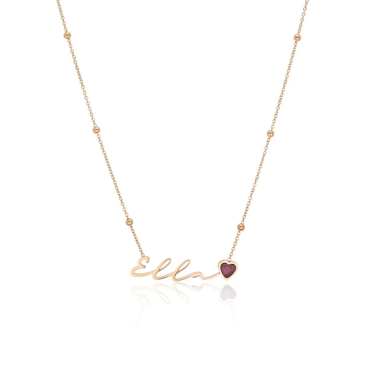 Birthstone Signature Name Necklace (Rose Gold)