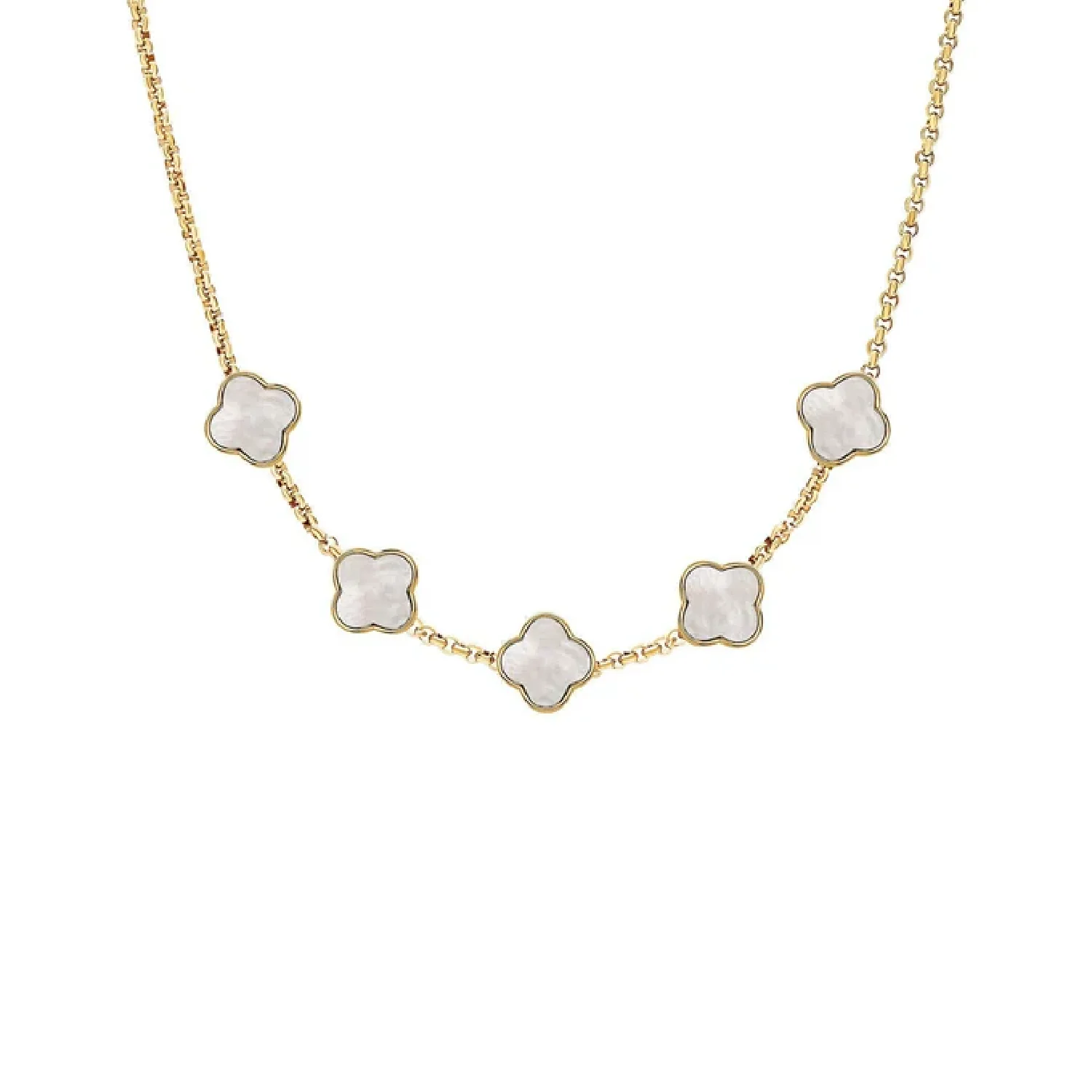 Pearl Clover Custom Name Necklace (Gold)