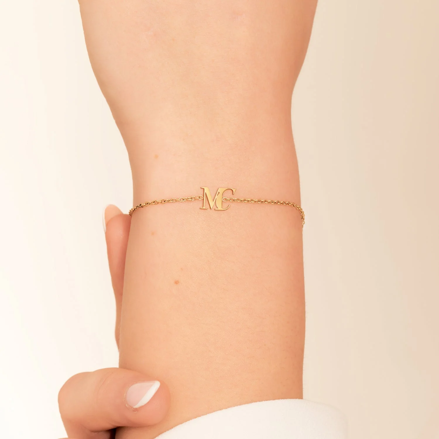 Mini Double Initial Bracelet (Gold)