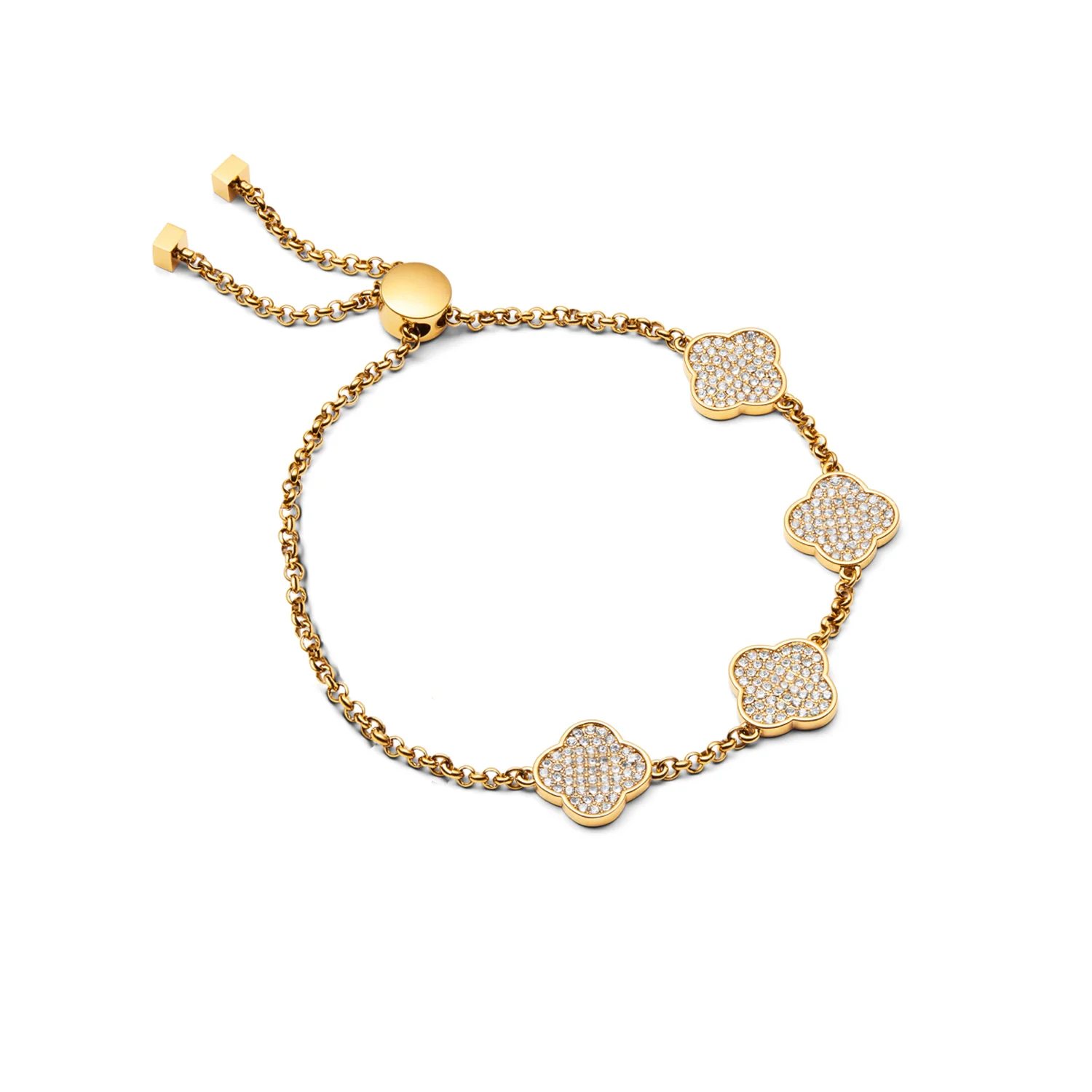 Shimmer Pavé Clover Bracelet (Gold)