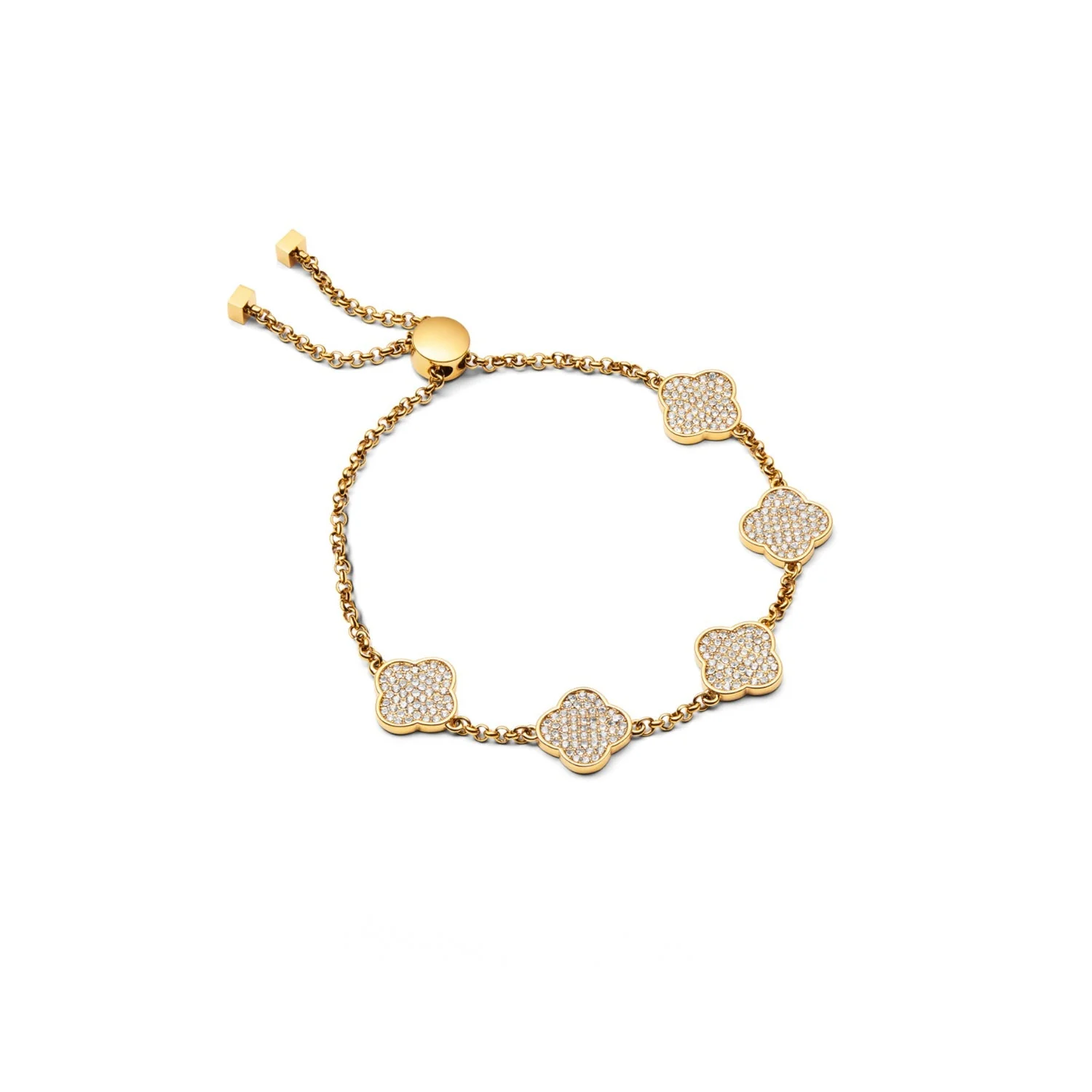 Shimmer Pavé Clover Bracelet (Gold)