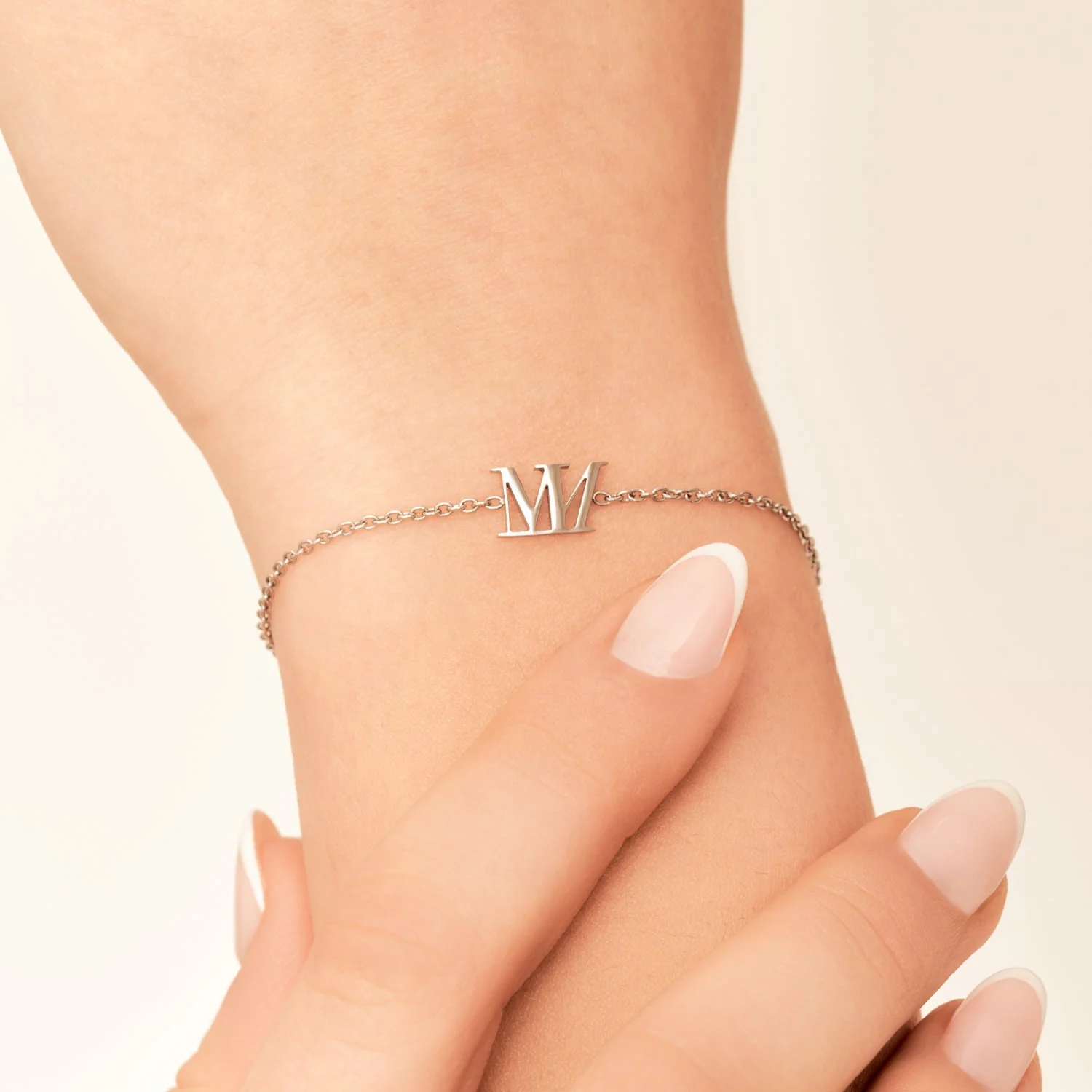 Mini Double Initial Bracelet (Silver)