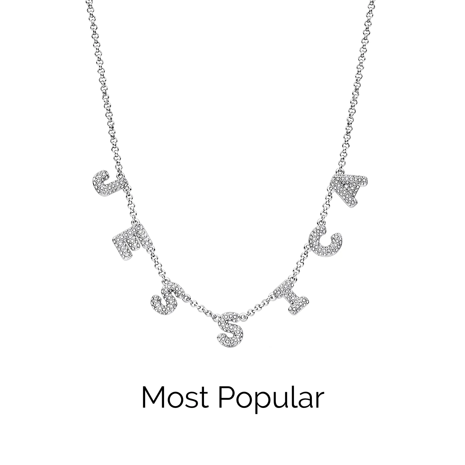 Spotlight Pavé Bubble Name Necklace (Silver)