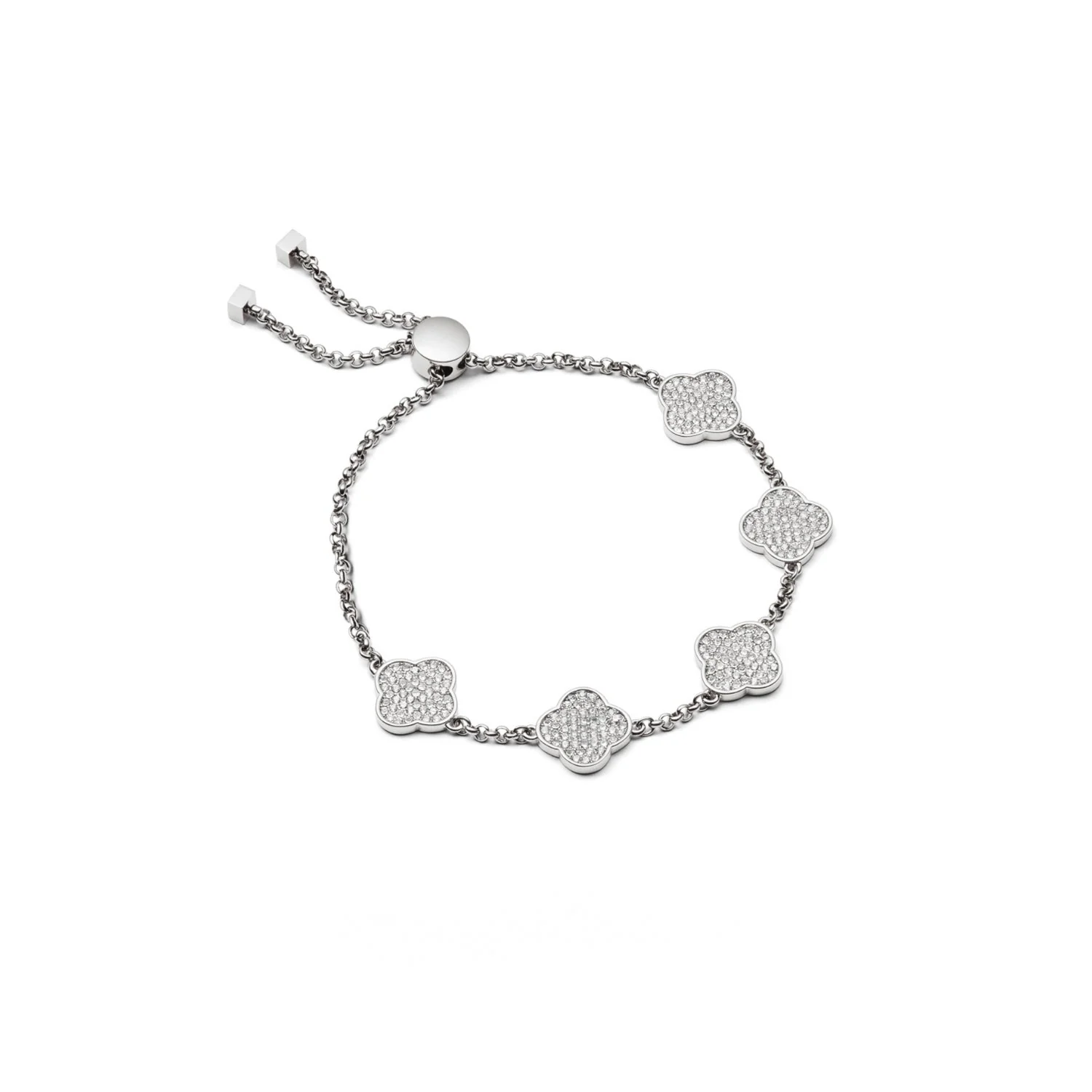 Shimmer Pavé Clover Bracelet (Silver)