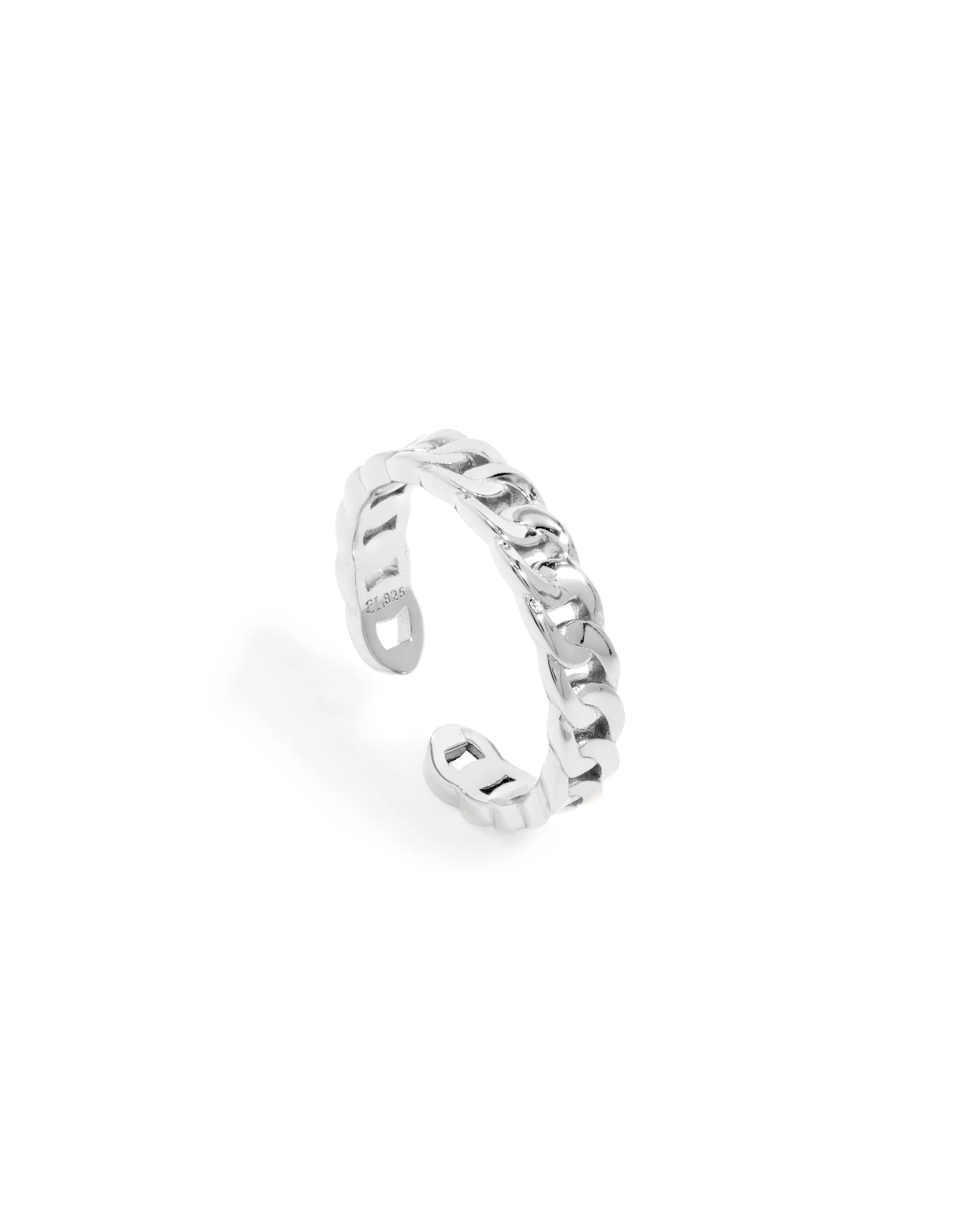 Sterling Silver Curb Chain Ring (Silver)