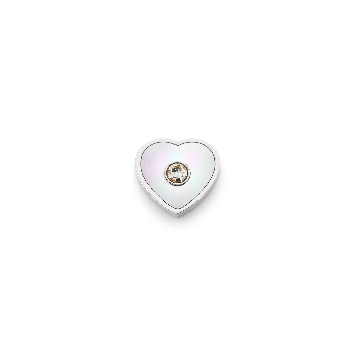 Pearl Heart Charms (Silver) - Birthstone