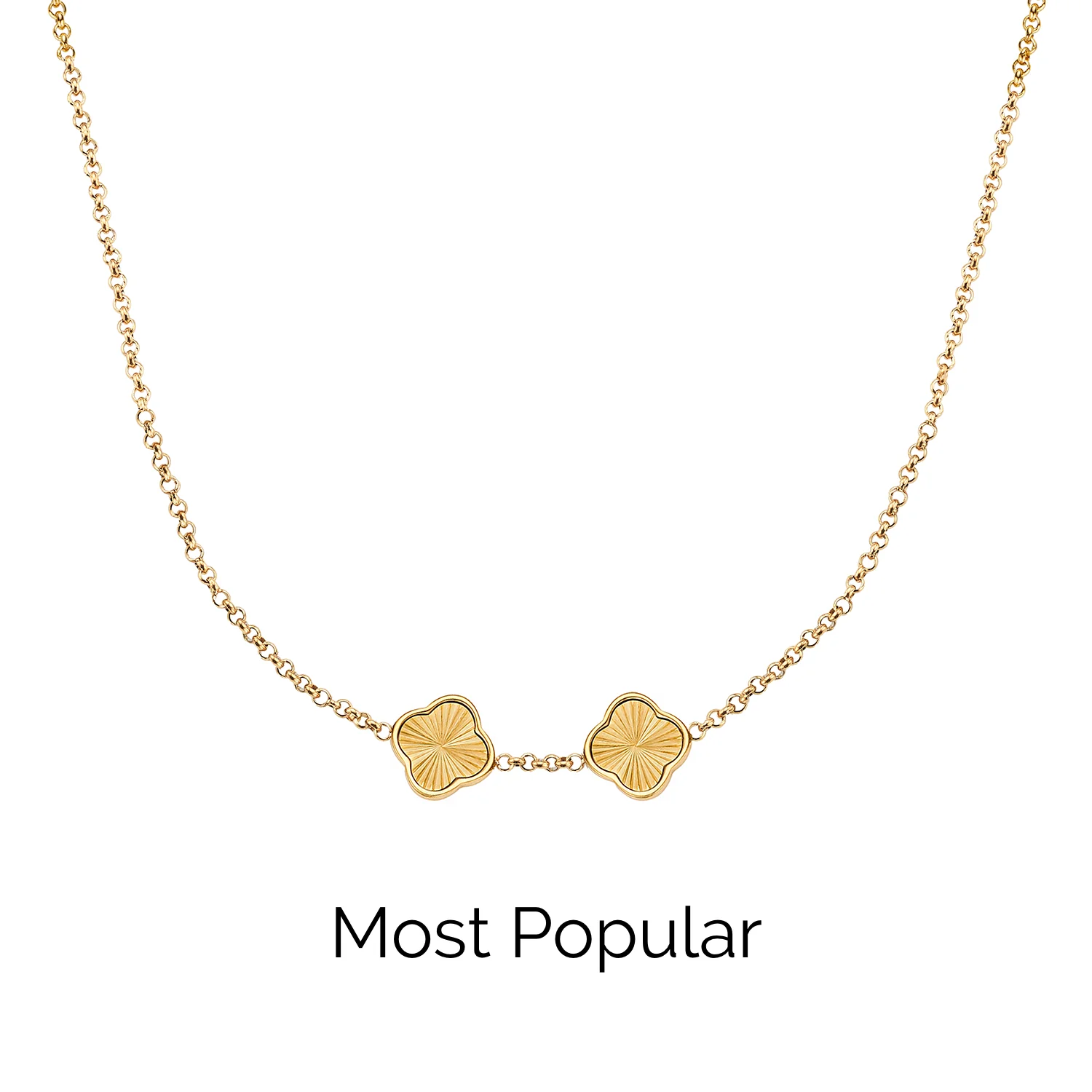 Textured Clover Custom Name Necklace (Gold)