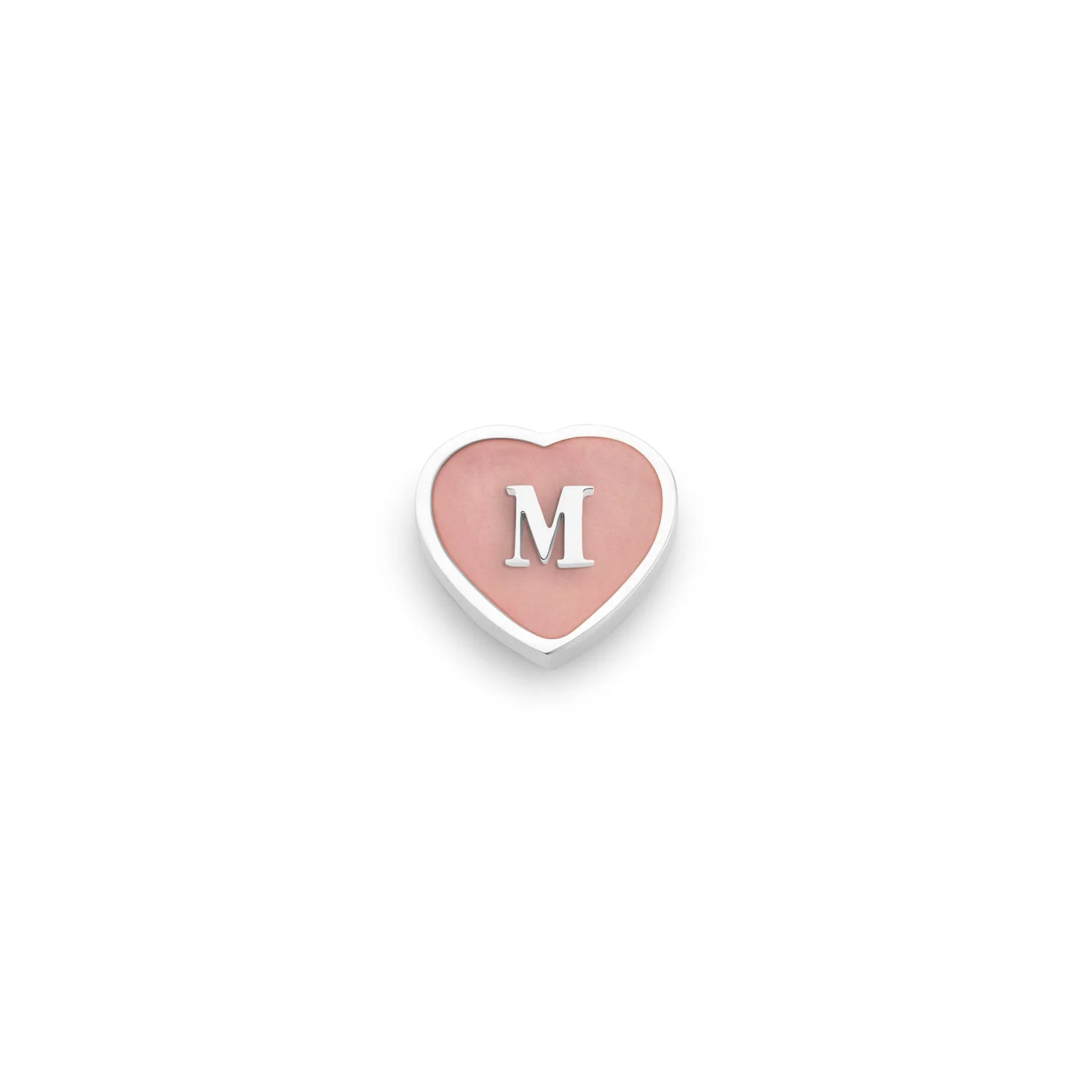 Rose Quartz Heart Charms (Silver) - Initials