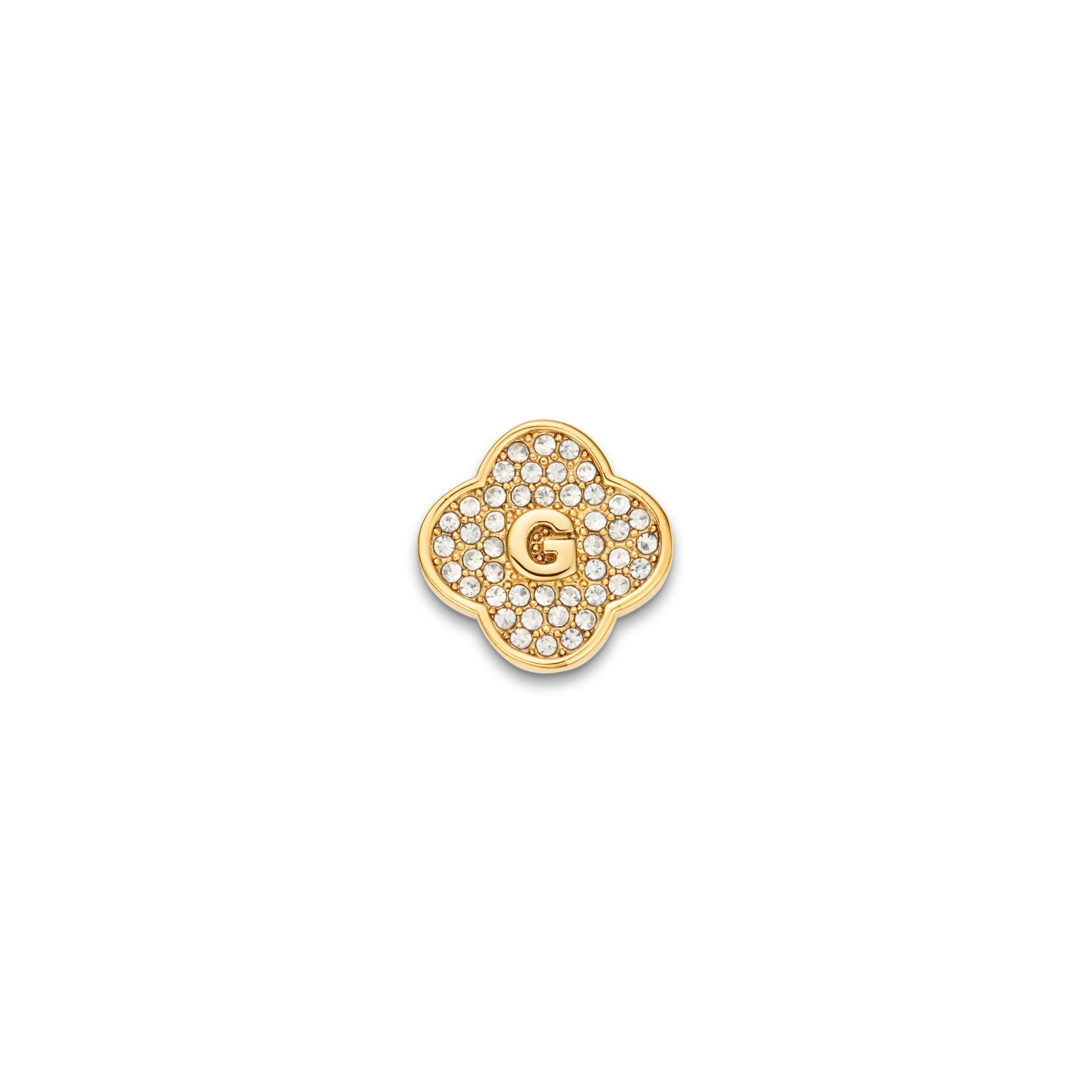 Shimmer Pavé Clover Charms (Gold) - Initials