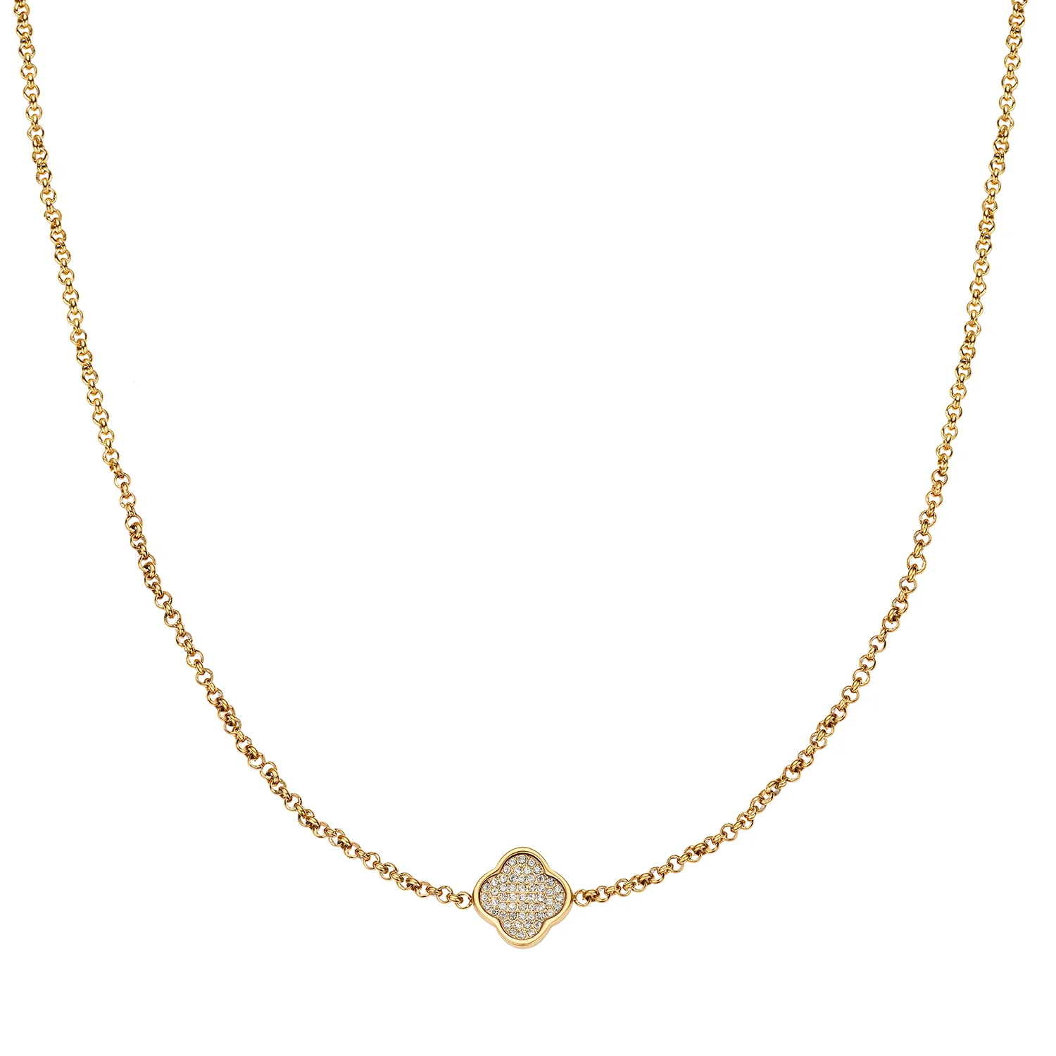 Shimmer Pavé Clover Necklace (Gold)