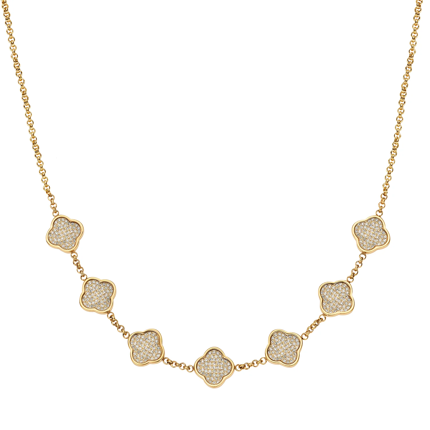 Shimmer Pavé Clover Necklace (Gold)