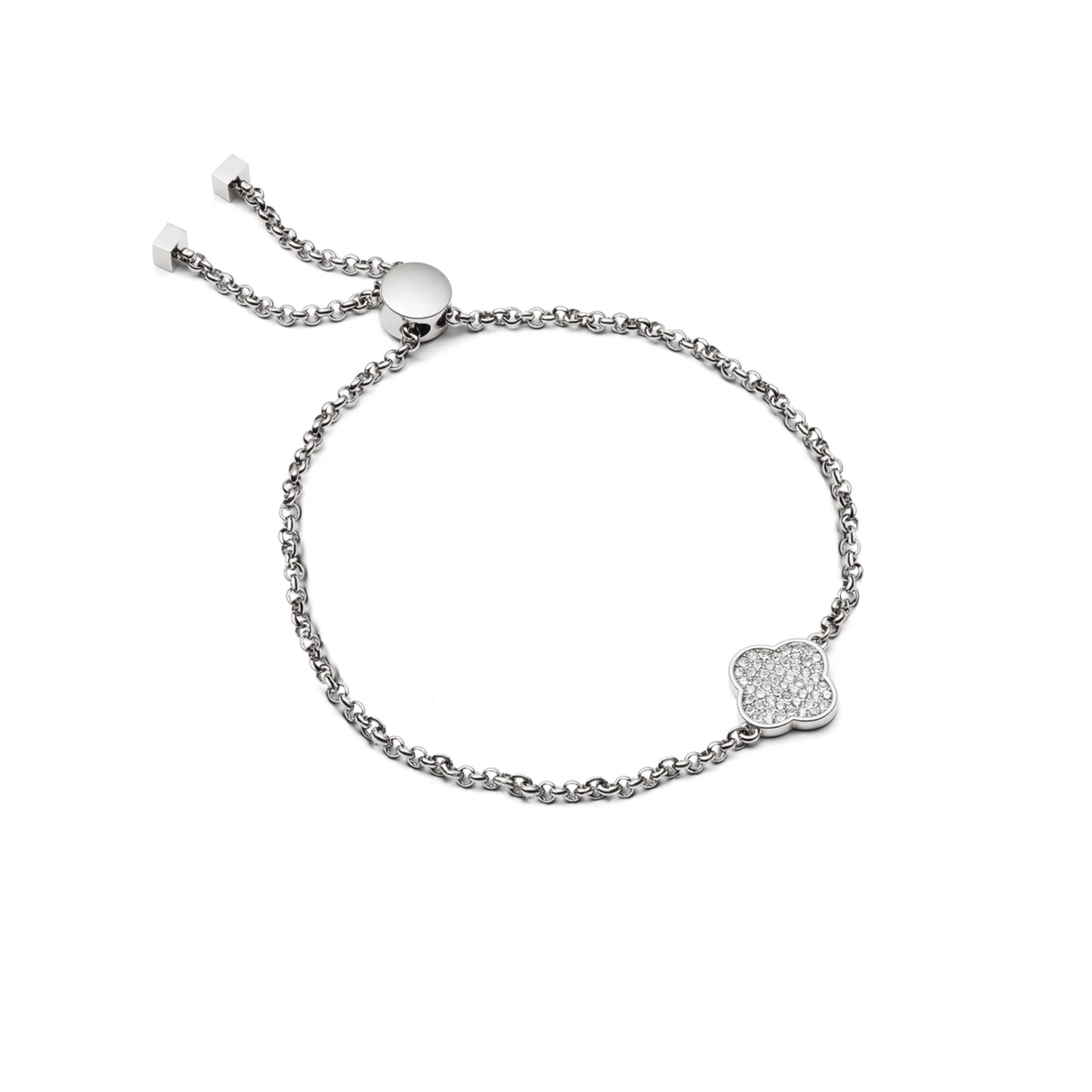 Shimmer Pavé Clover Bracelet (Silver)