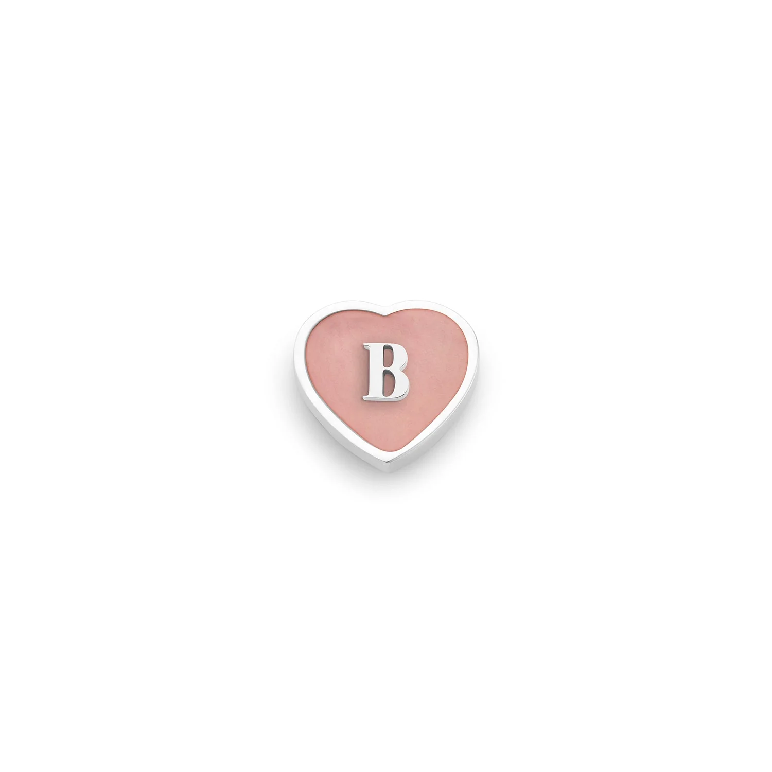 Rose Quartz Heart Charms (Silver) - Initials