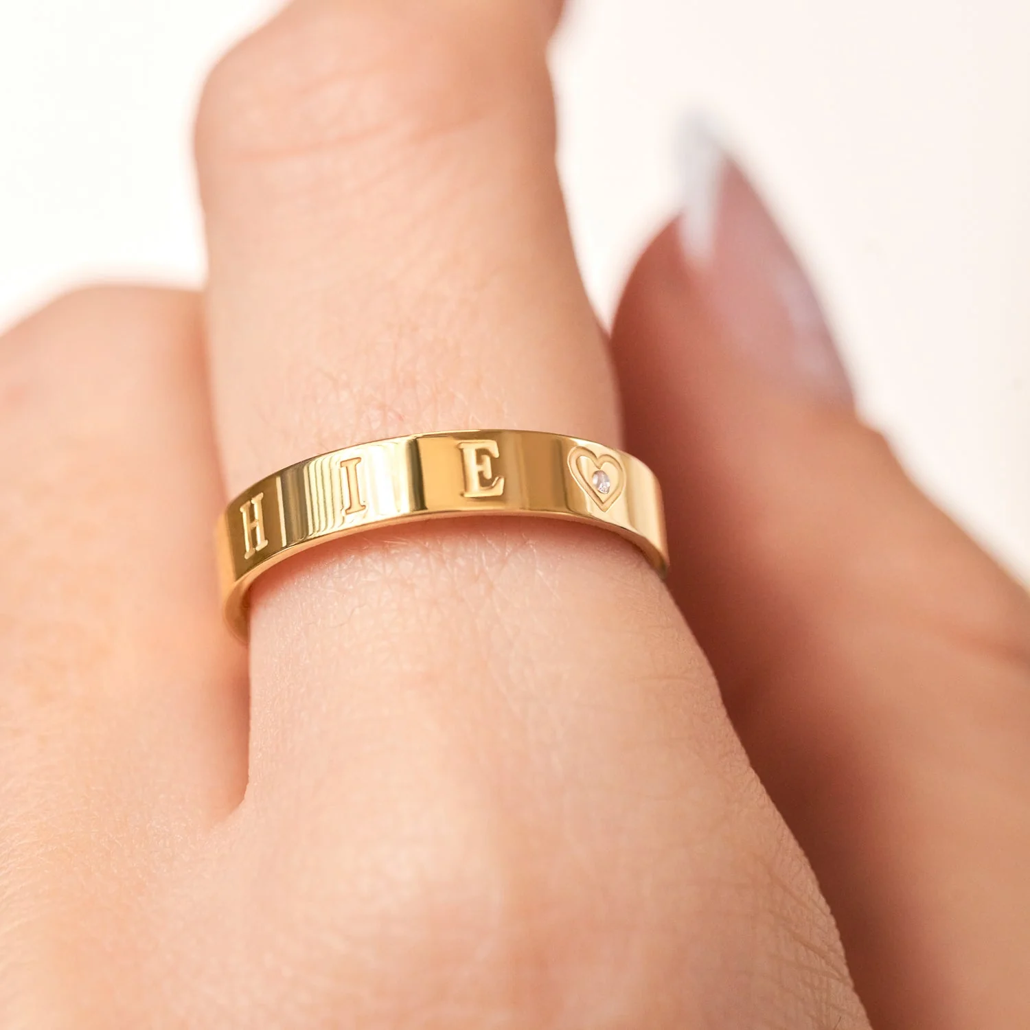 Custom Stamped Name Ring (Gold)