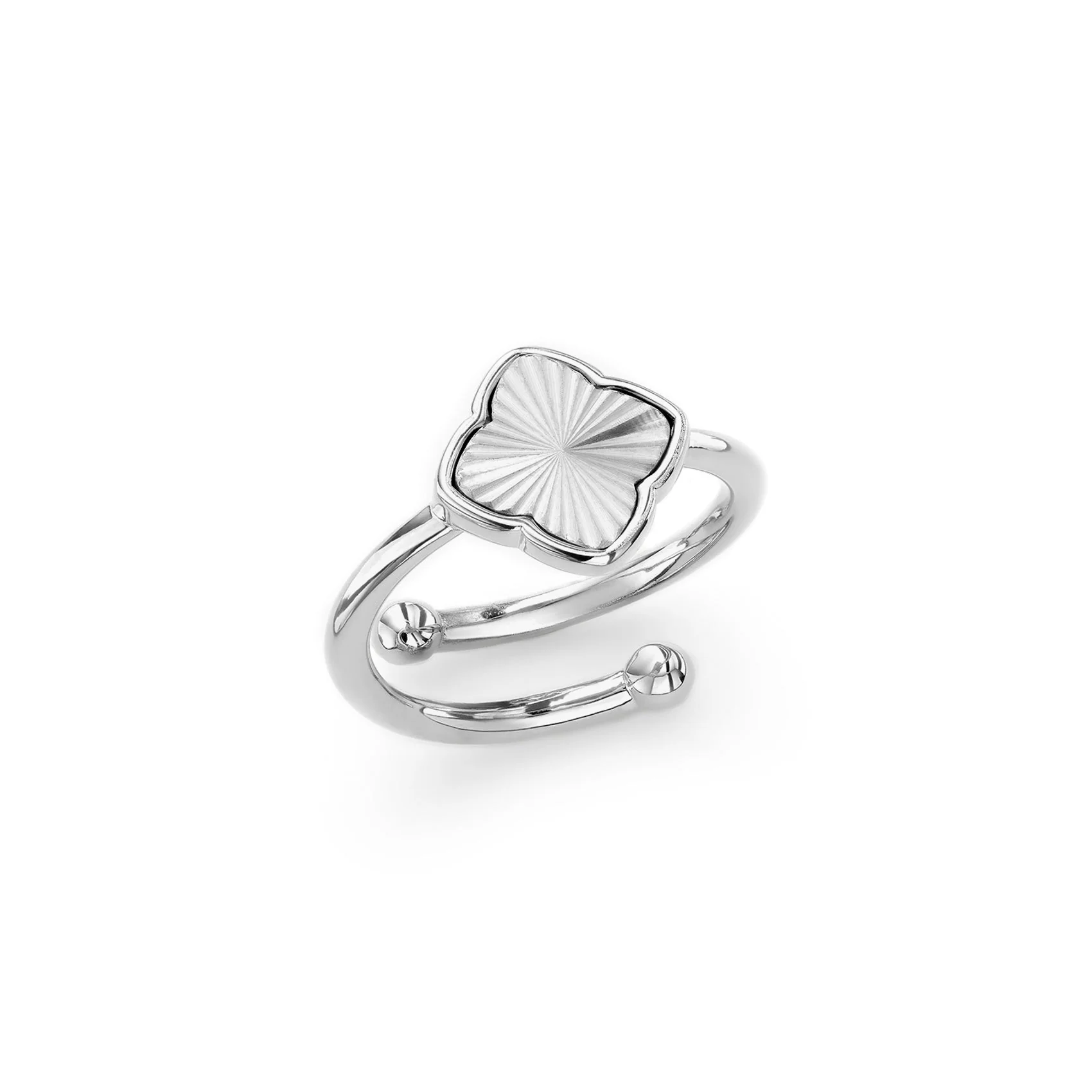 Textured Clover Ring (Silver)