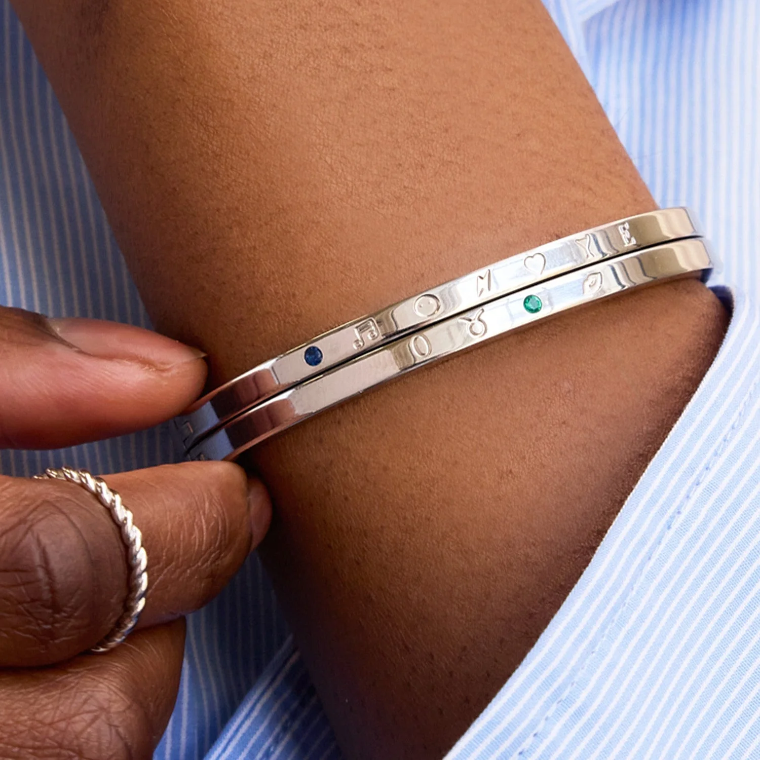 Custom Stamped Bangle (Silver)