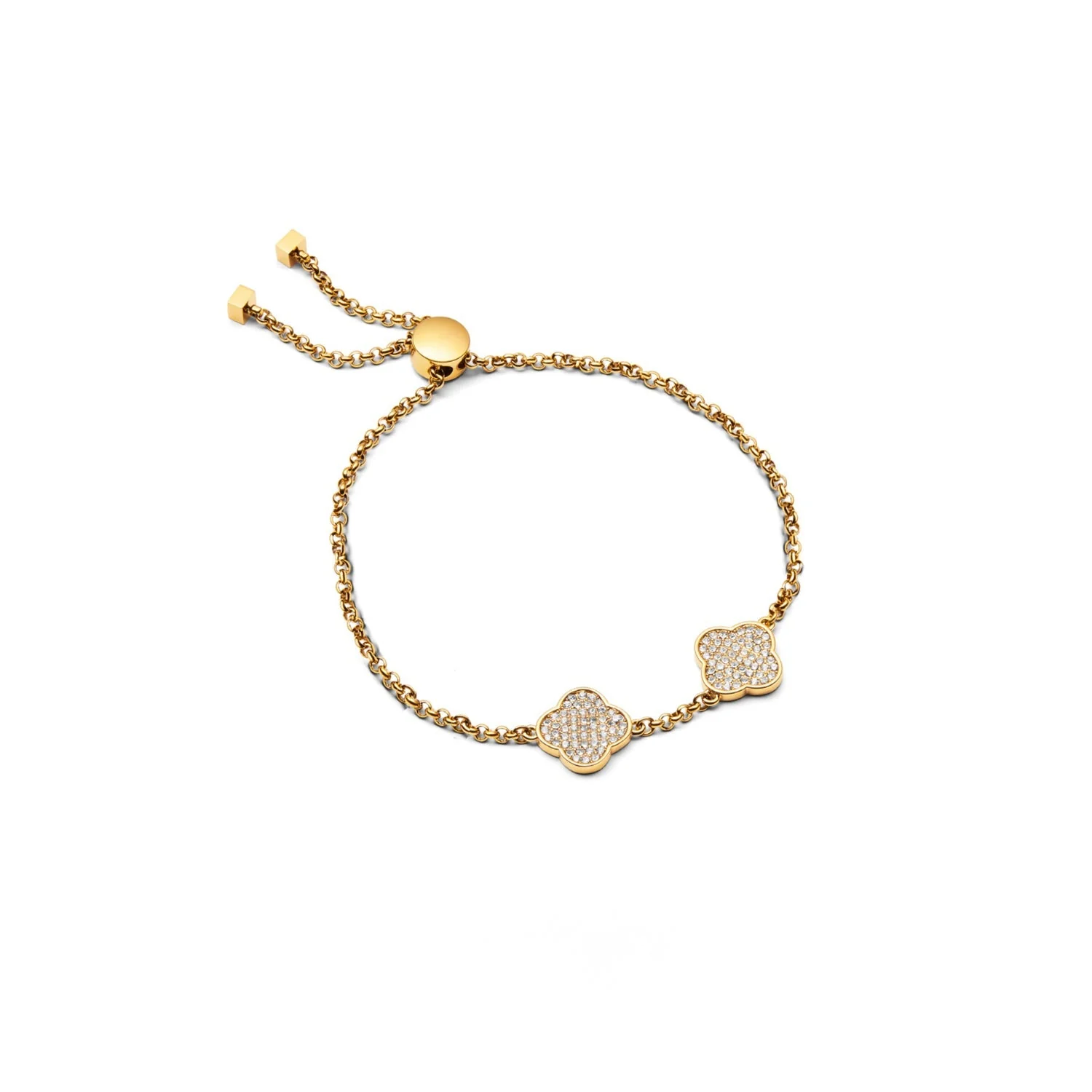 Shimmer Pavé Clover Bracelet (Gold)