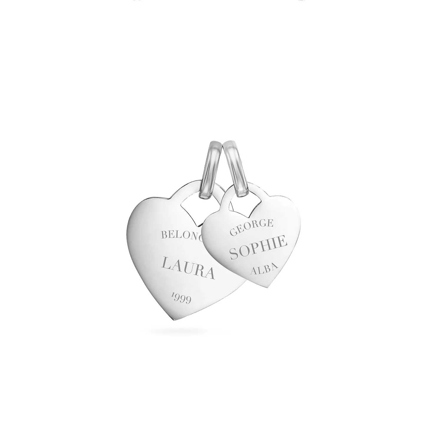 Double Heart Token Necklace (Silver)