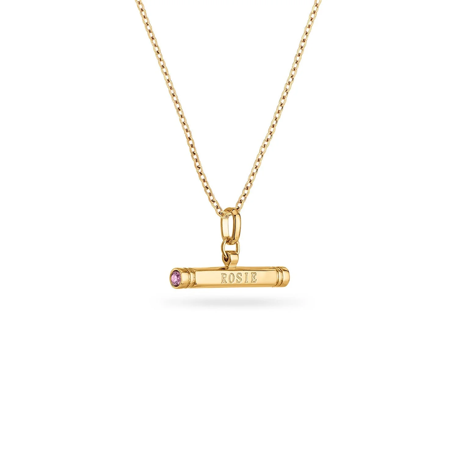 Custom Stamped T-Bar Necklace (Gold)