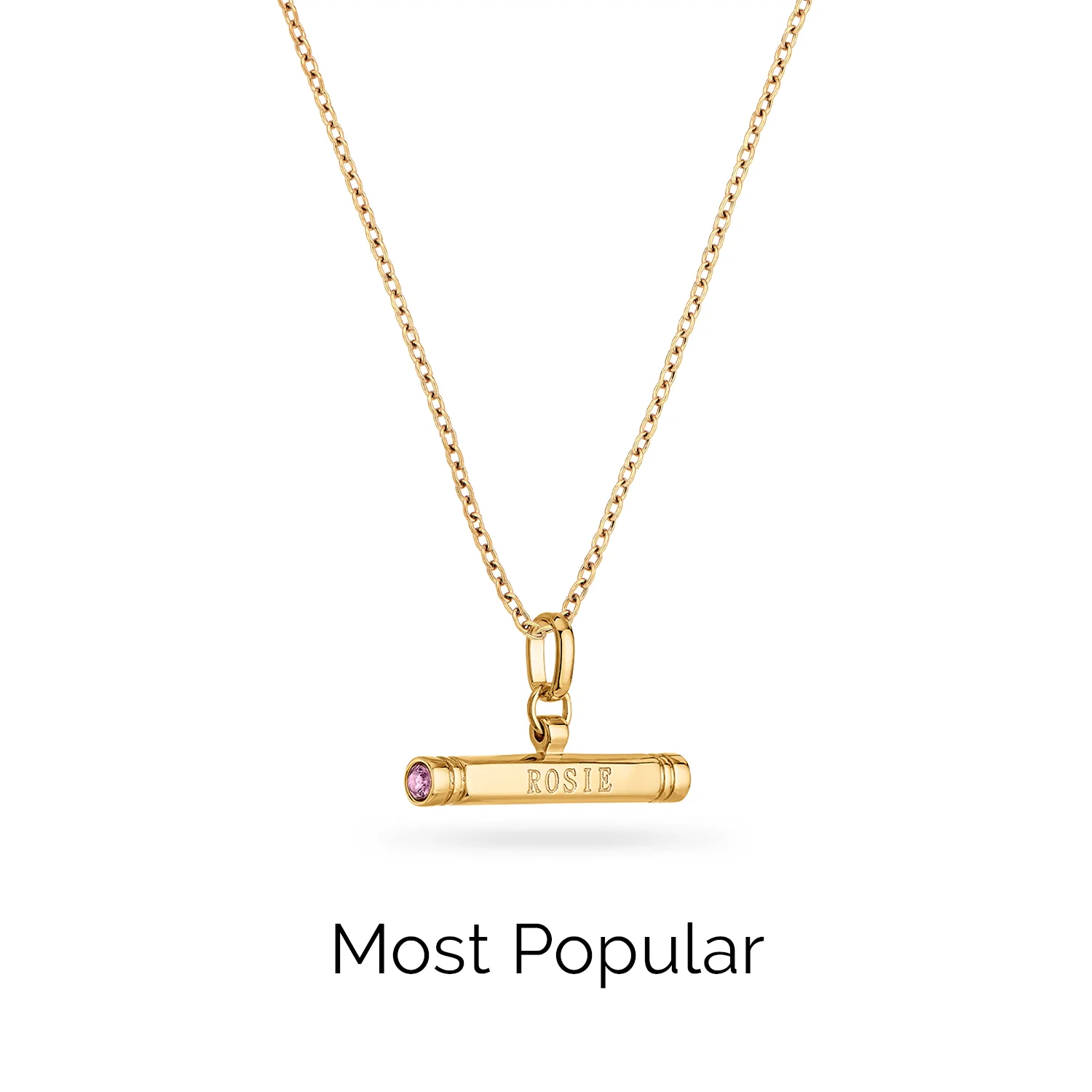 Custom Stamped T-Bar Necklace (Gold)
