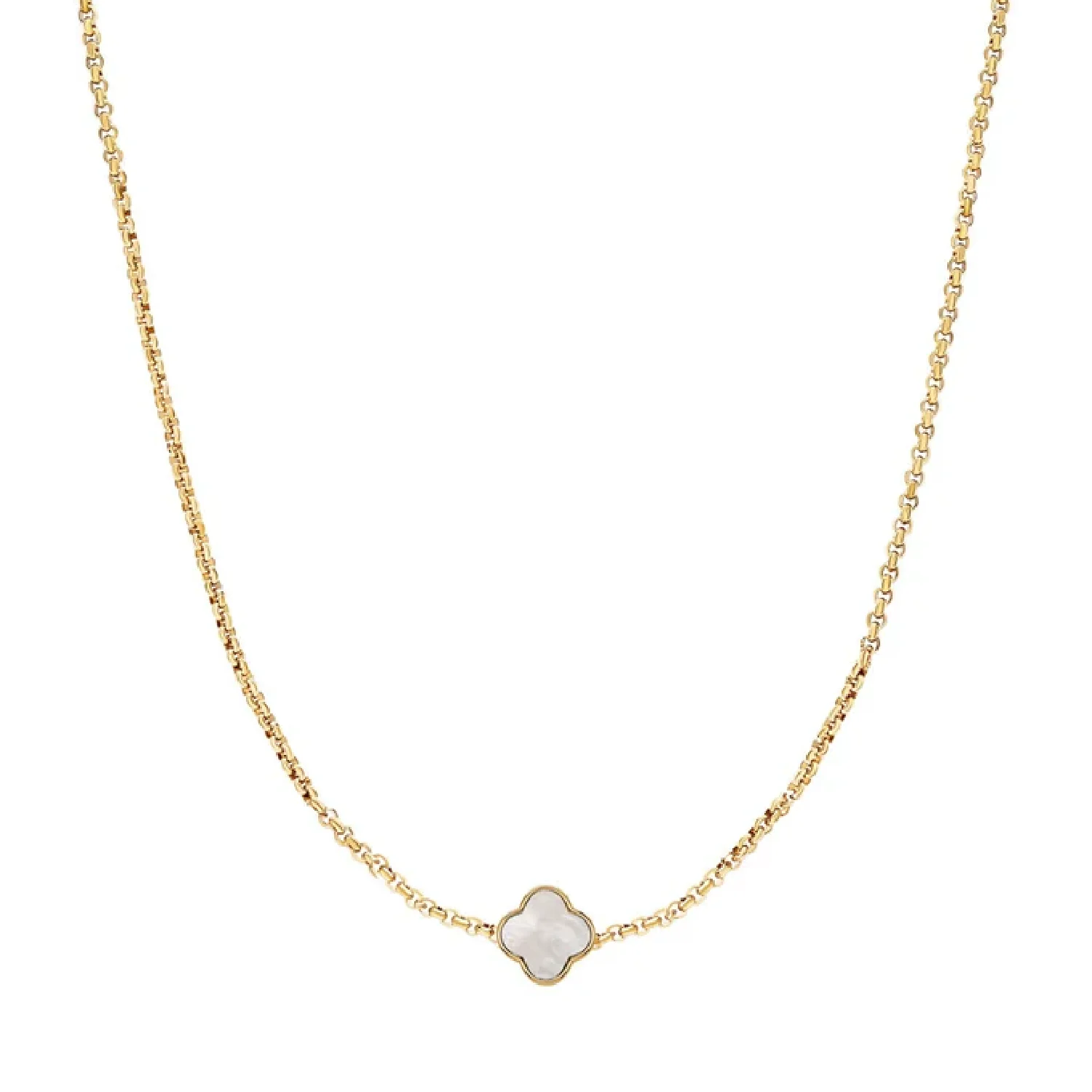 Pearl Clover Custom Name Necklace (Gold)