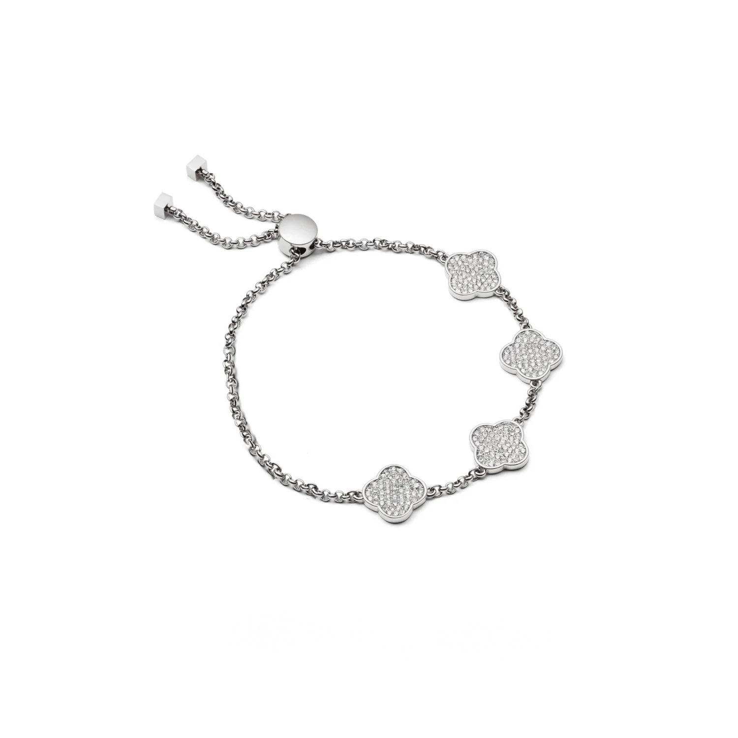 Shimmer Pavé Clover Bracelet (Silver)