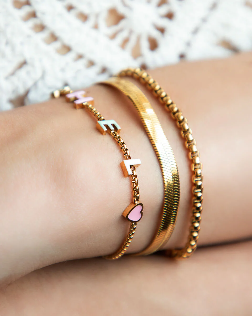 Custom Enamel Name Bracelet (Gold)