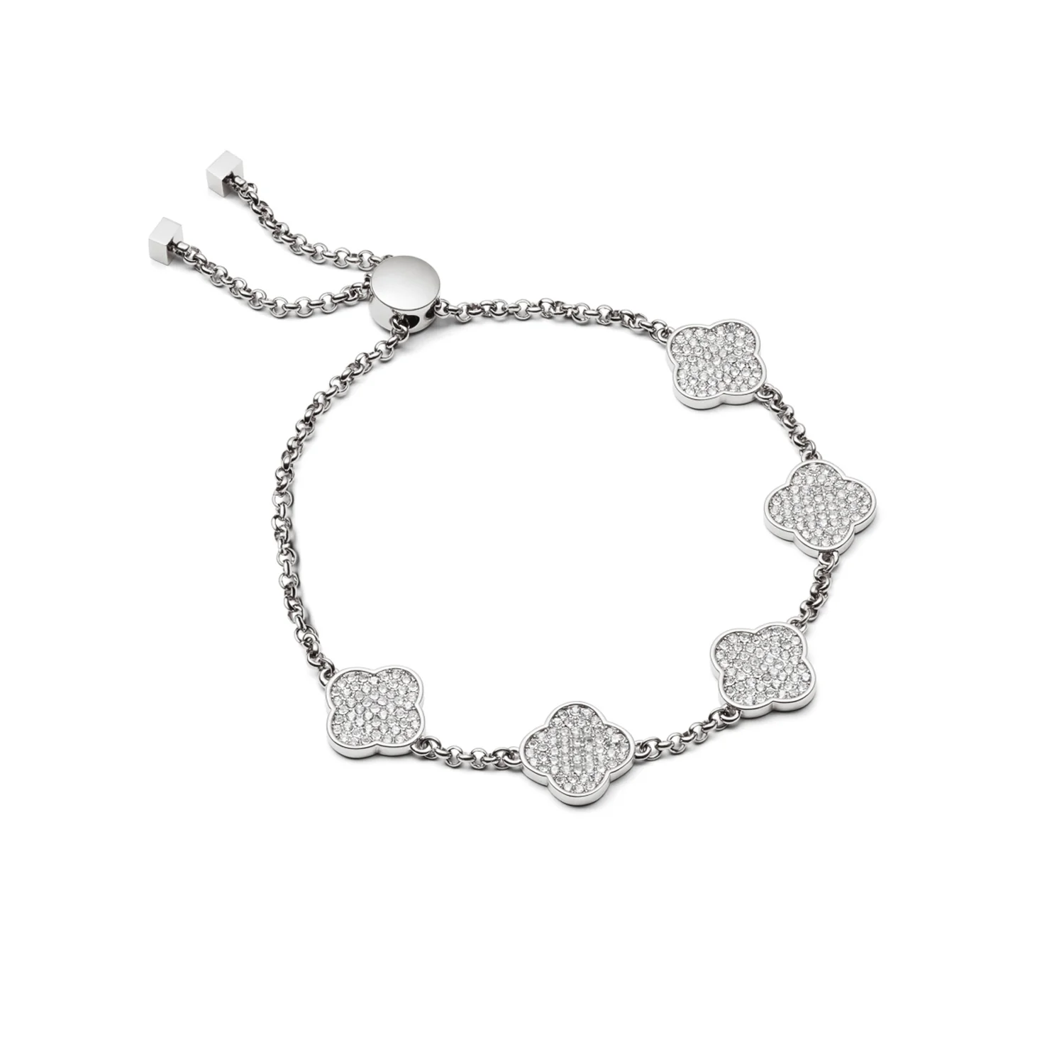 Shimmer Pavé Clover Bracelet (Silver)