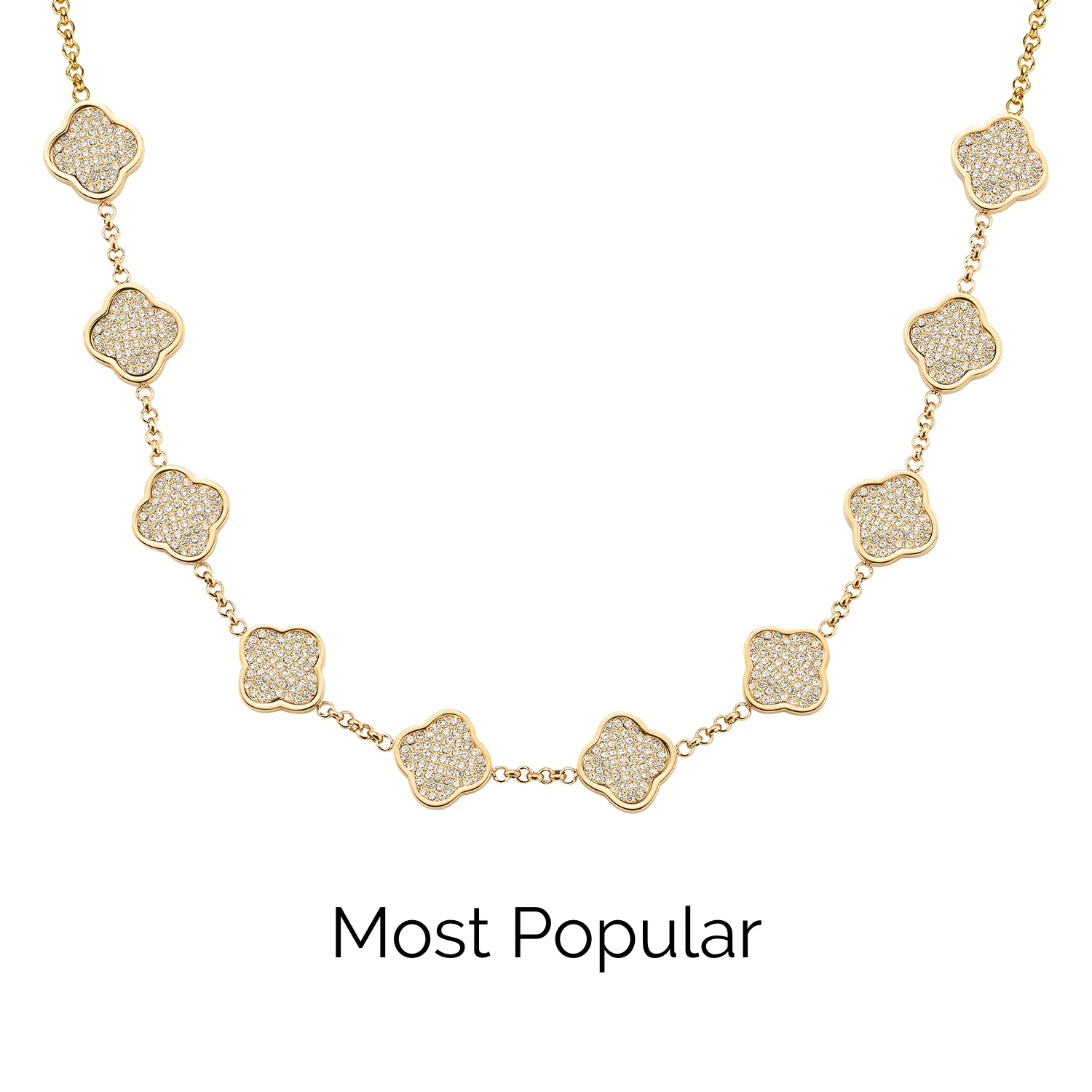 Shimmer Pavé Clover Necklace (Gold)