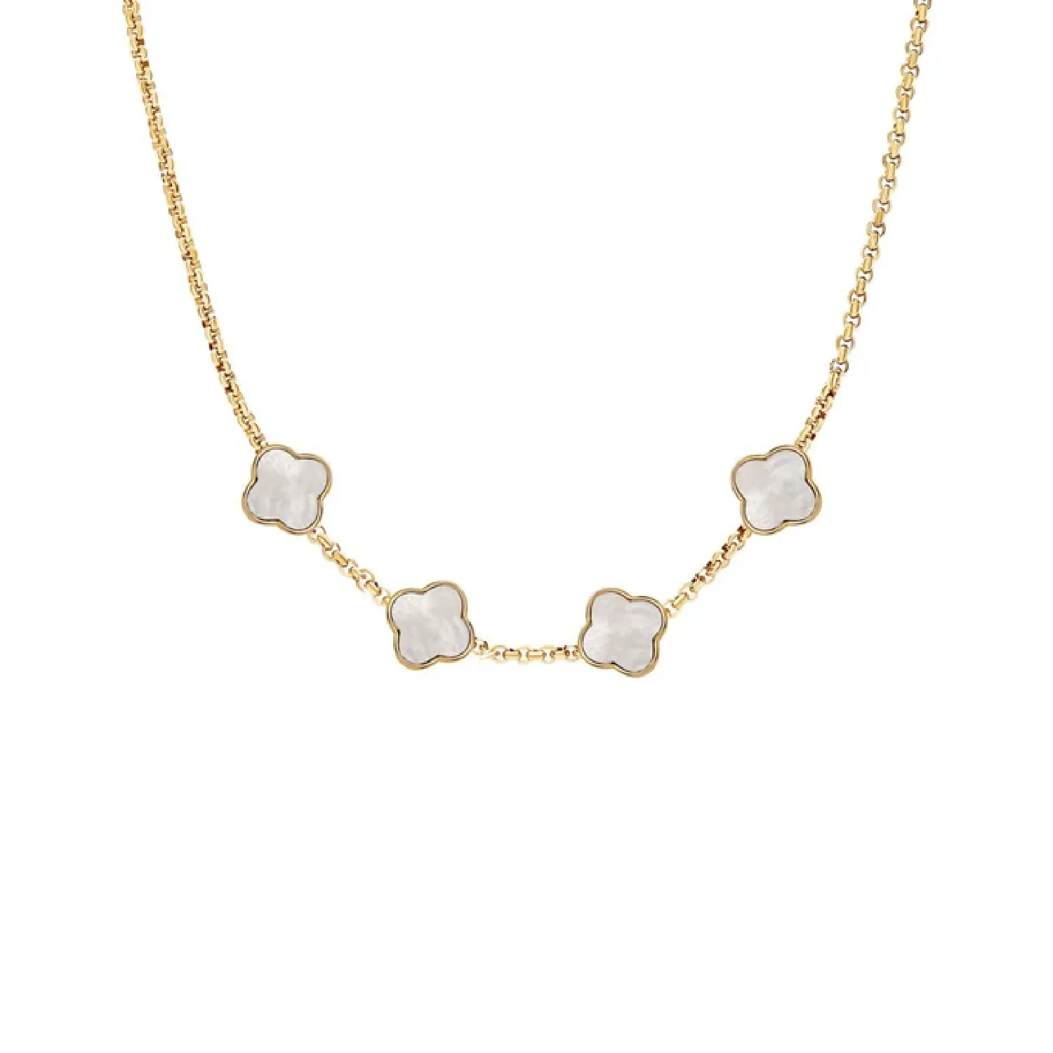 Pearl Clover Custom Name Necklace (Gold)