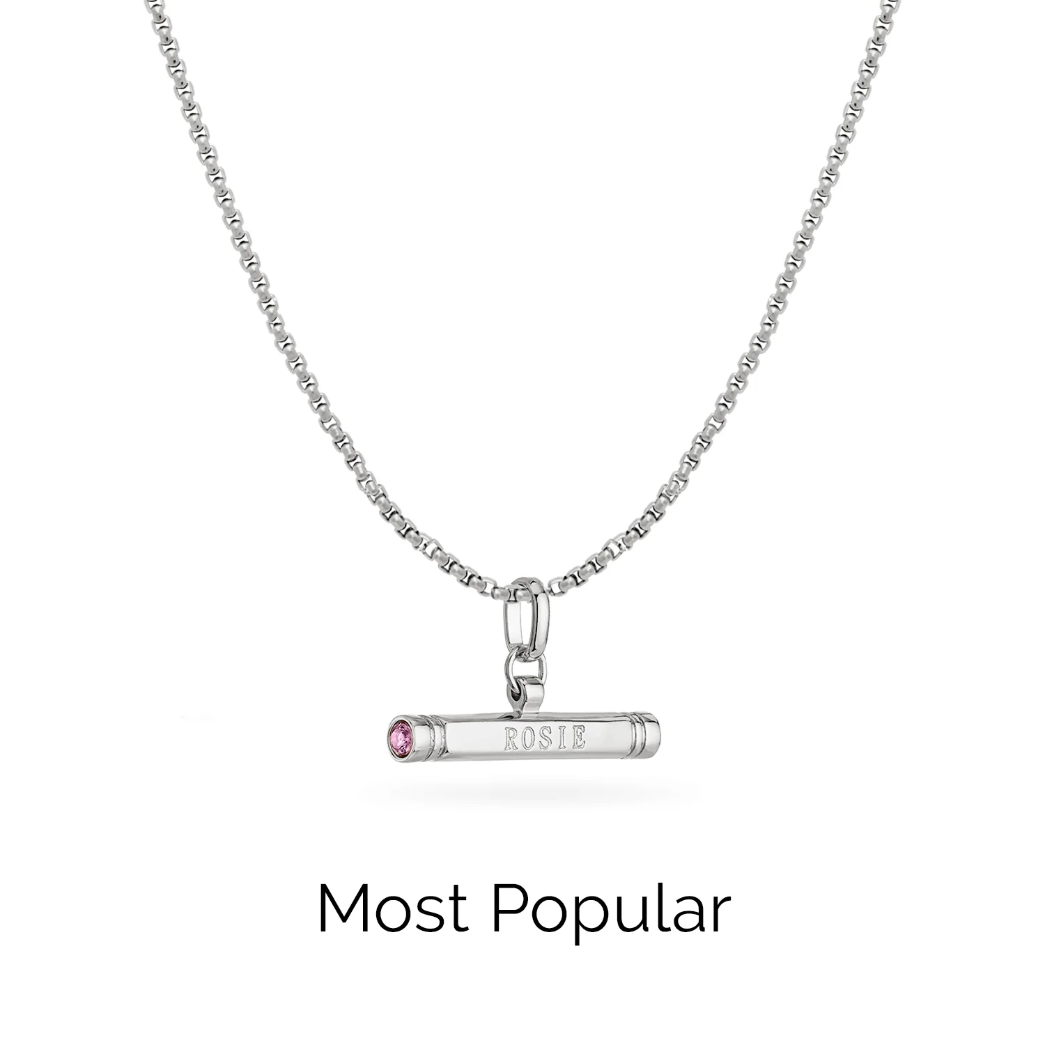 Custom Stamped T-Bar Necklace (Silver)