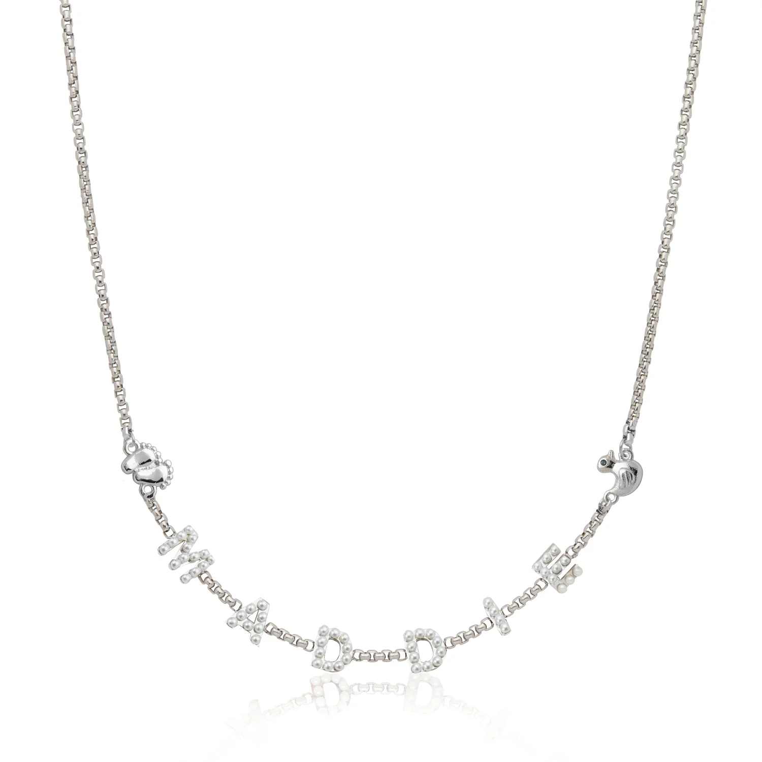 Pearl Custom Name Necklace (Silver)