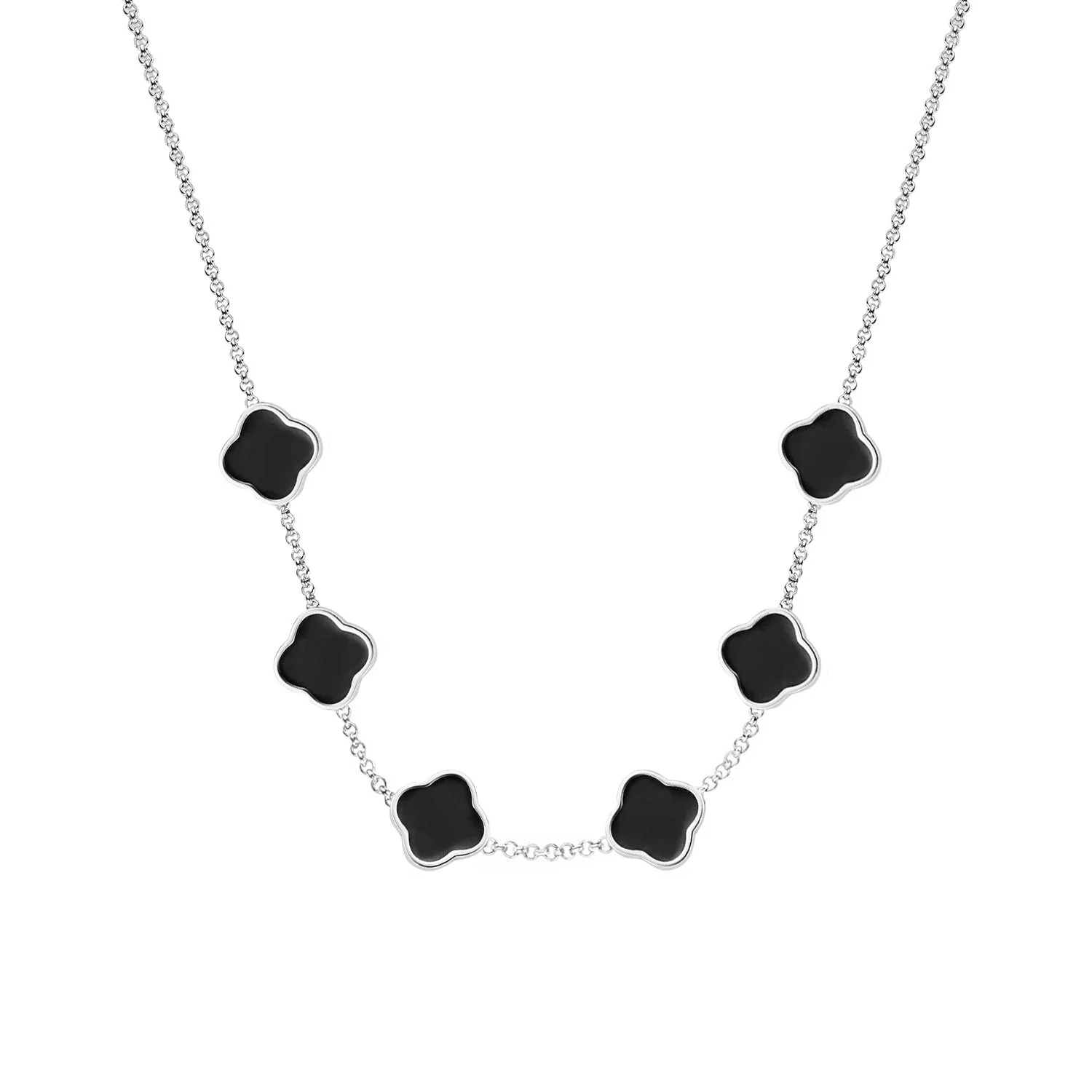 Clover Custom Name Necklace (Silver)