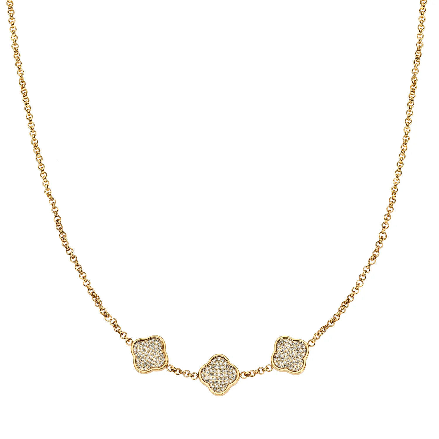 Shimmer Pavé Clover Necklace (Gold)