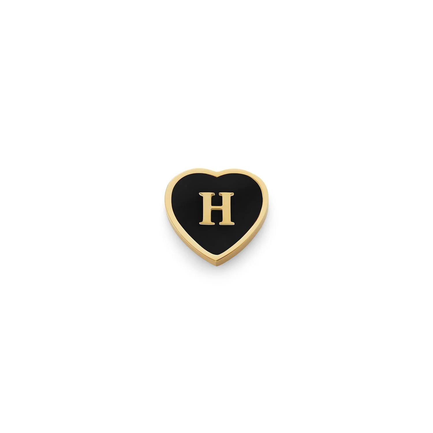 Black Enamel Heart Charms (Gold) - Initials