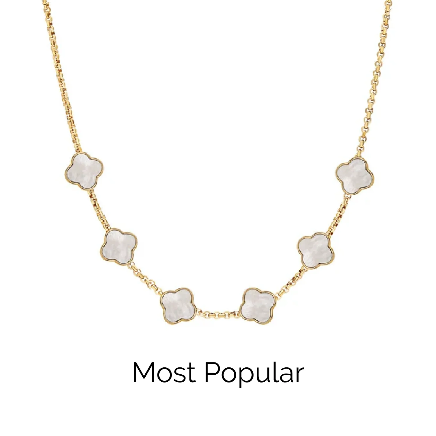 Pearl Clover Custom Name Necklace (Gold)