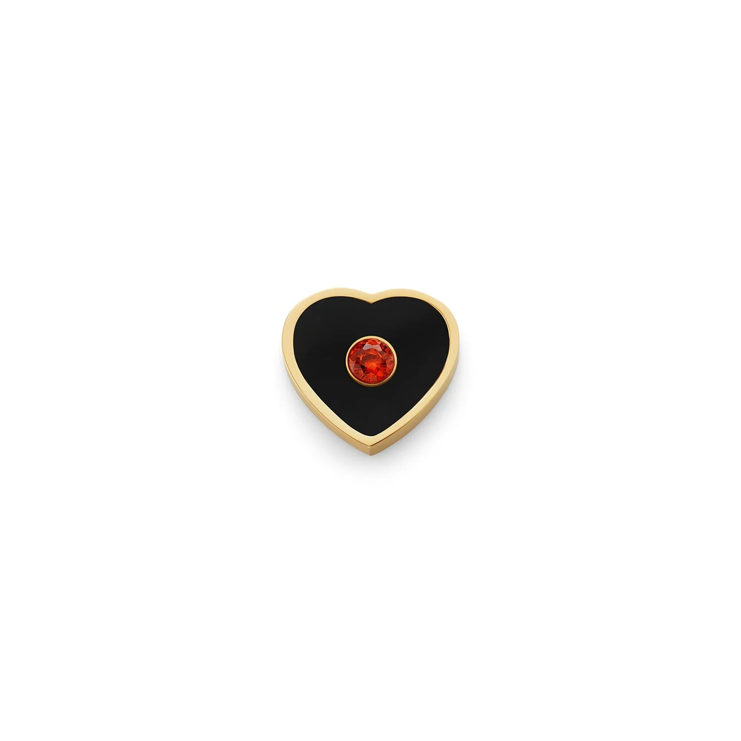 Black Enamel Heart Charms (Gold) - Birthstone