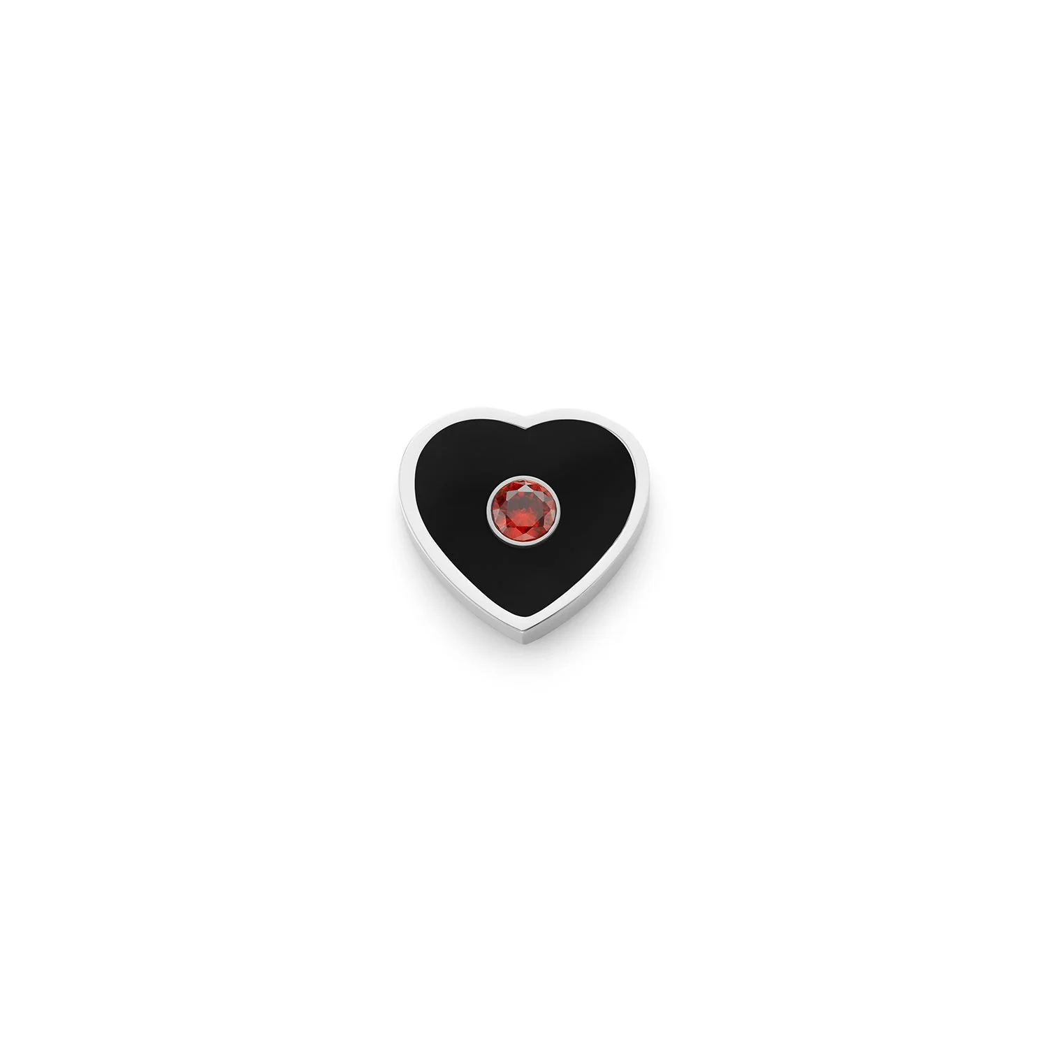 Black Enamel Heart Charms (Silver) - Birthstone