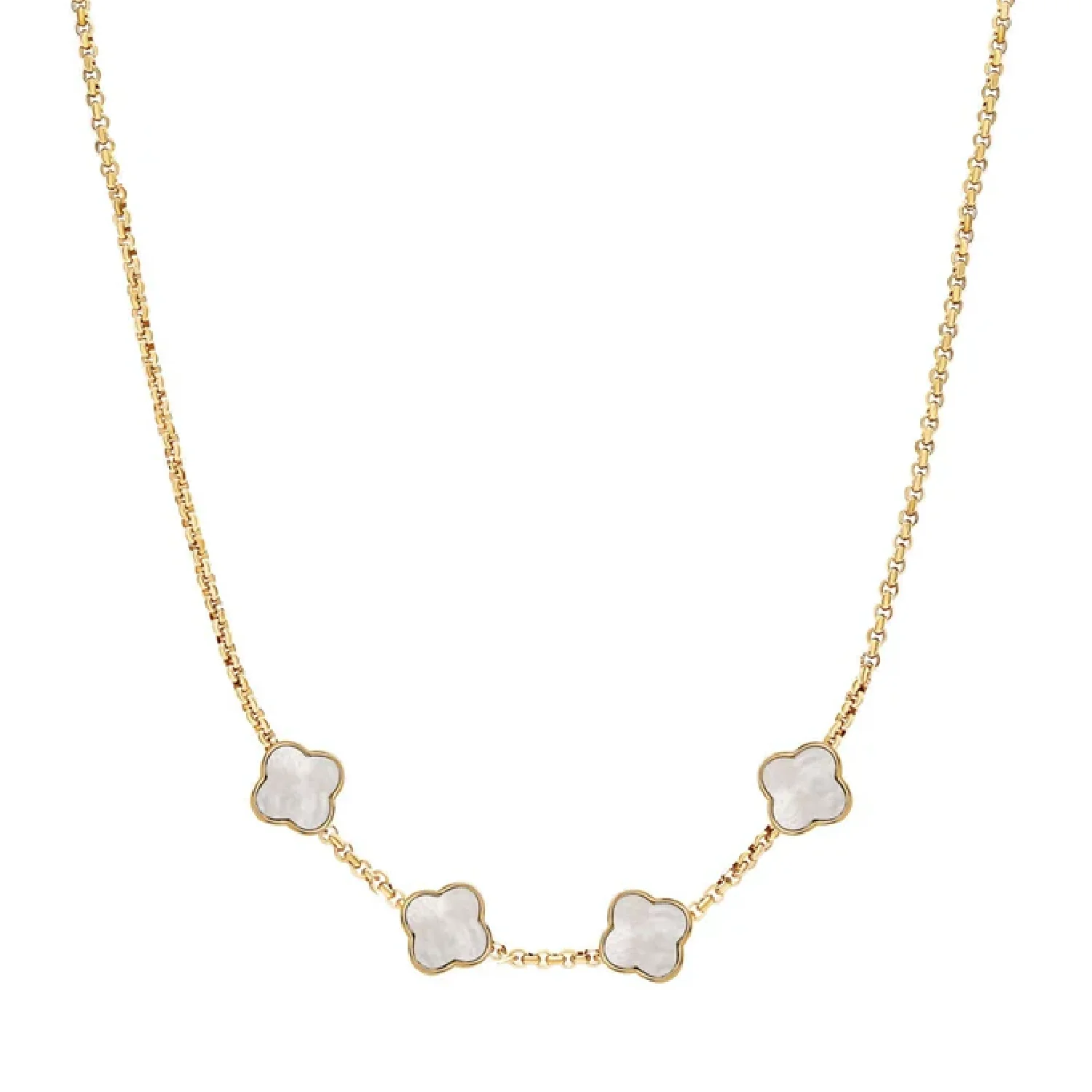 Pearl Clover Custom Name Necklace (Gold)