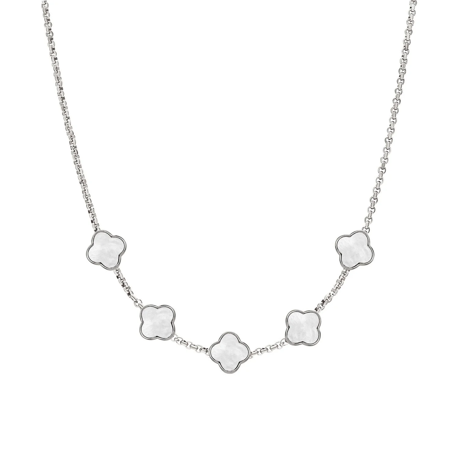 Clover Custom Name Necklace (Silver)