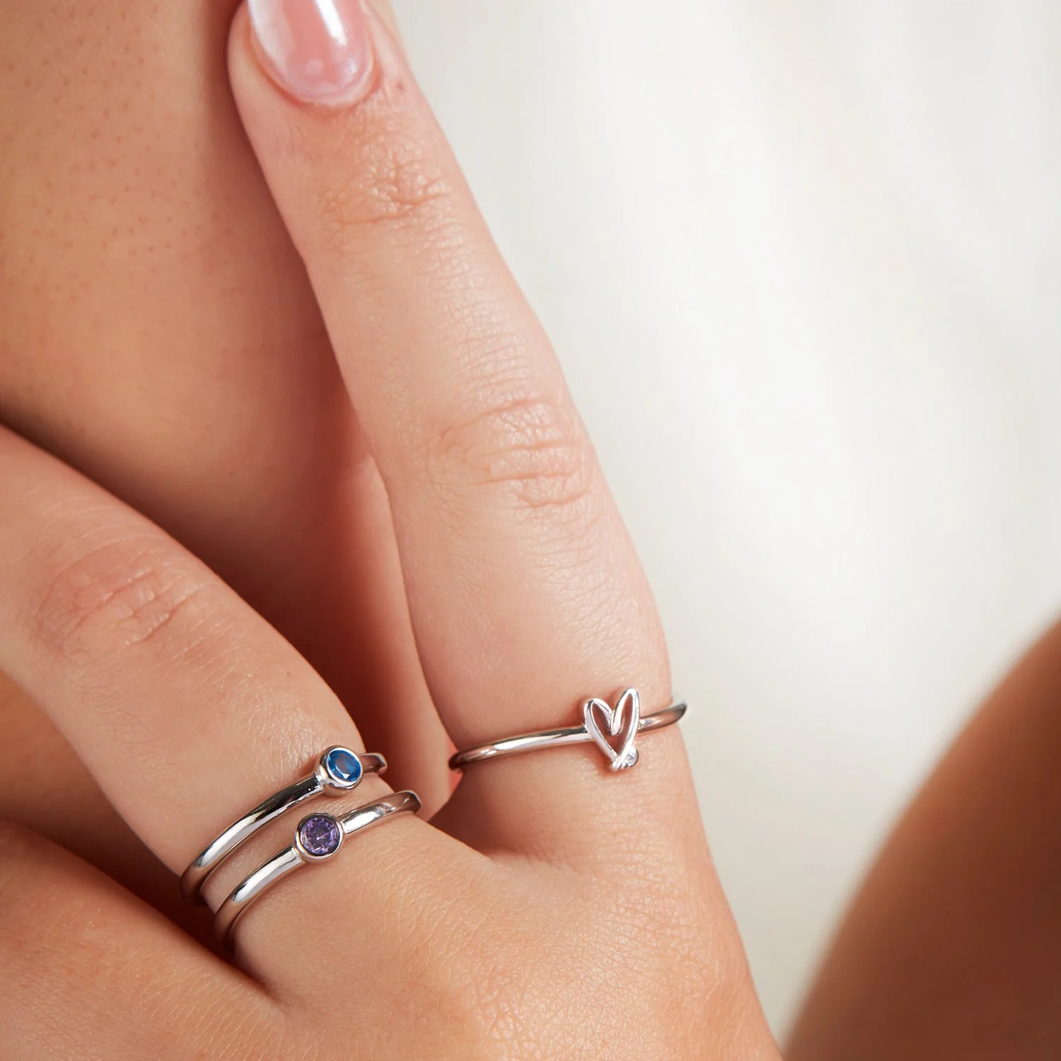 Stacey's Stories Doodle Heart Earrings & Ring Bundle (Silver)