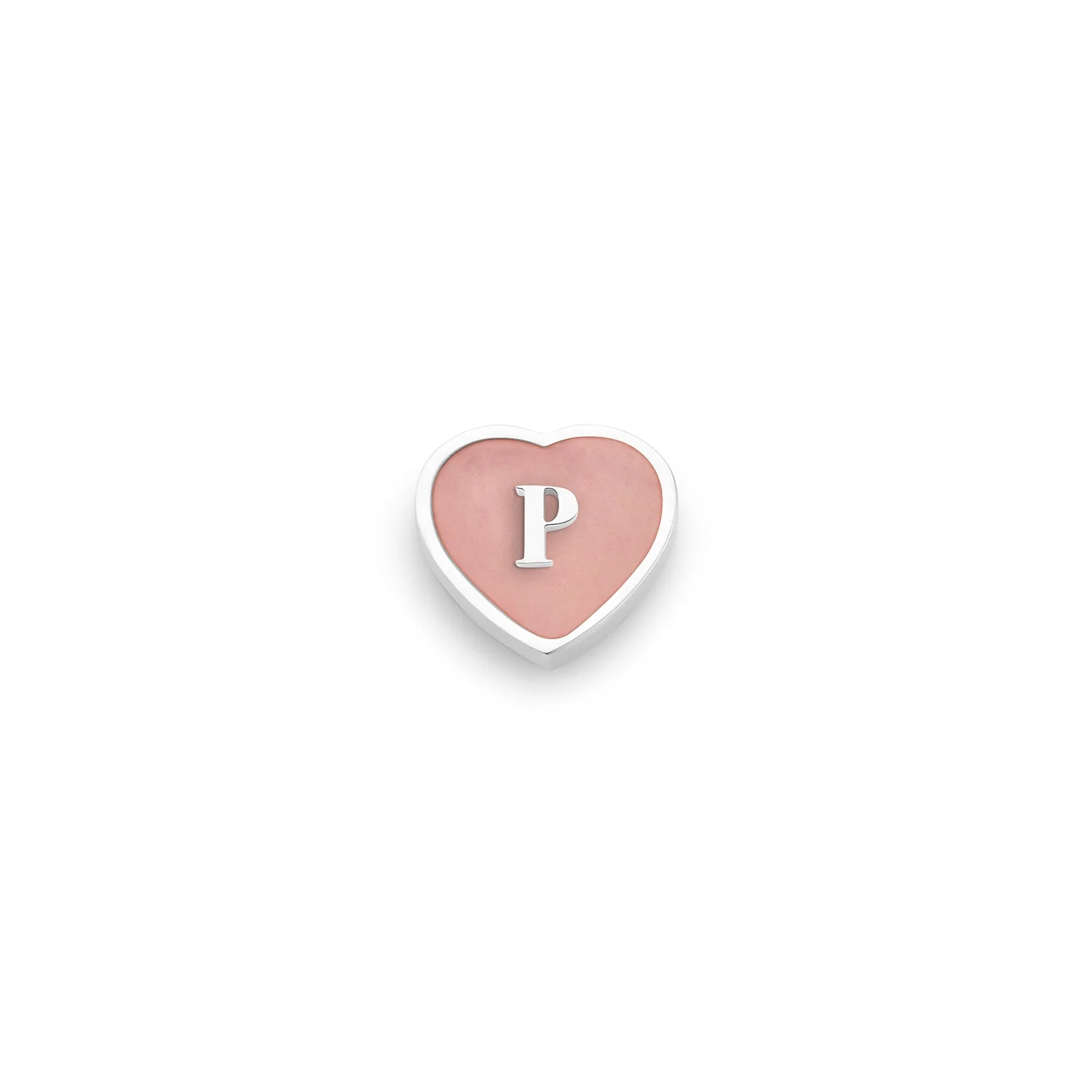 Rose Quartz Heart Charms (Silver) - Initials