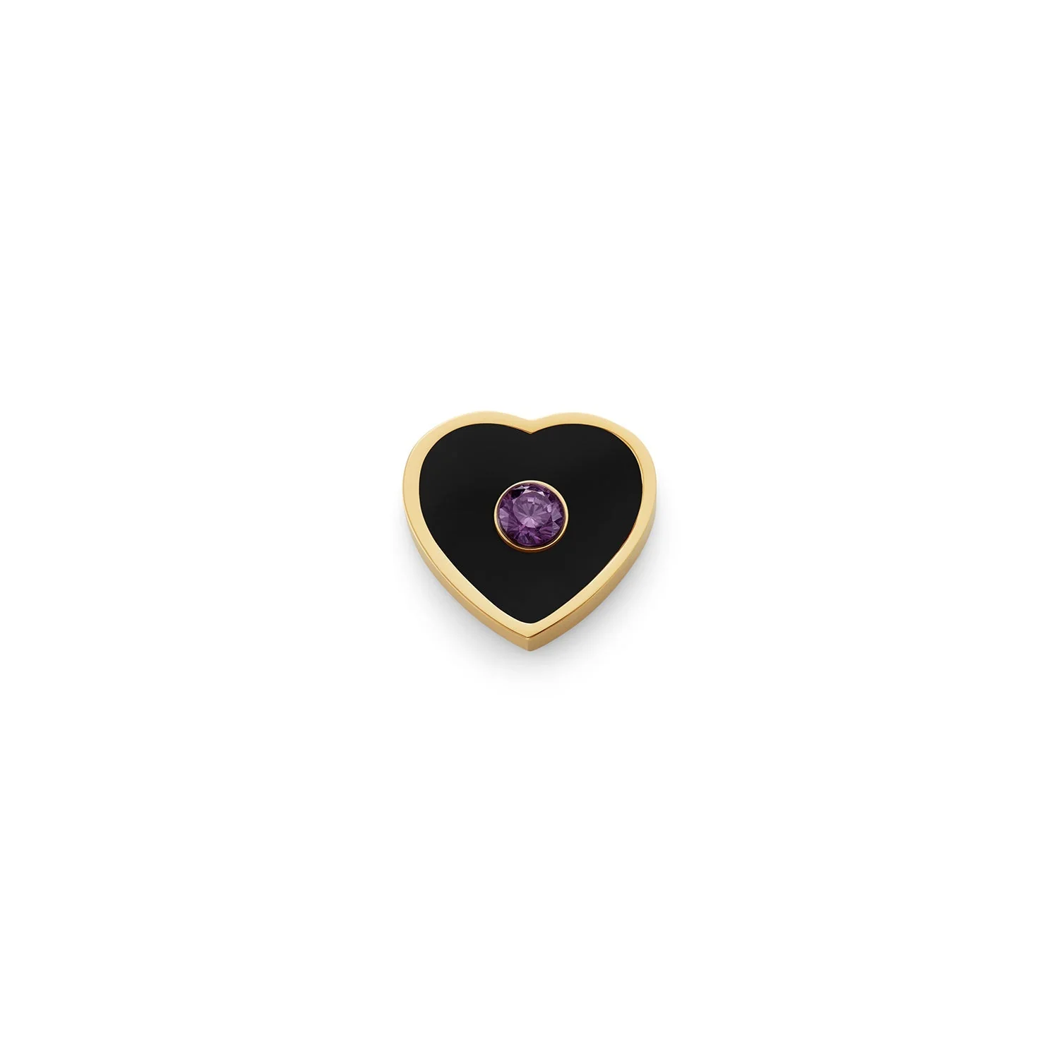 Black Enamel Heart Charms (Gold) - Birthstone